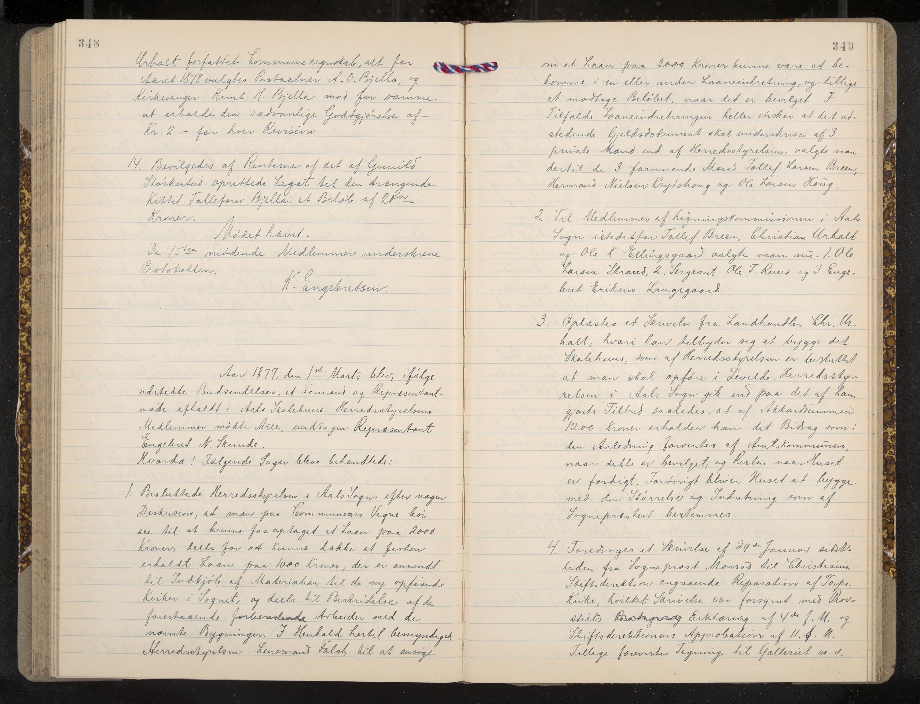 Ål formannskap og sentraladministrasjon, IKAK/0619021/A/Aa/L0003: Utskrift av møtebok, 1864-1880, p. 348-349