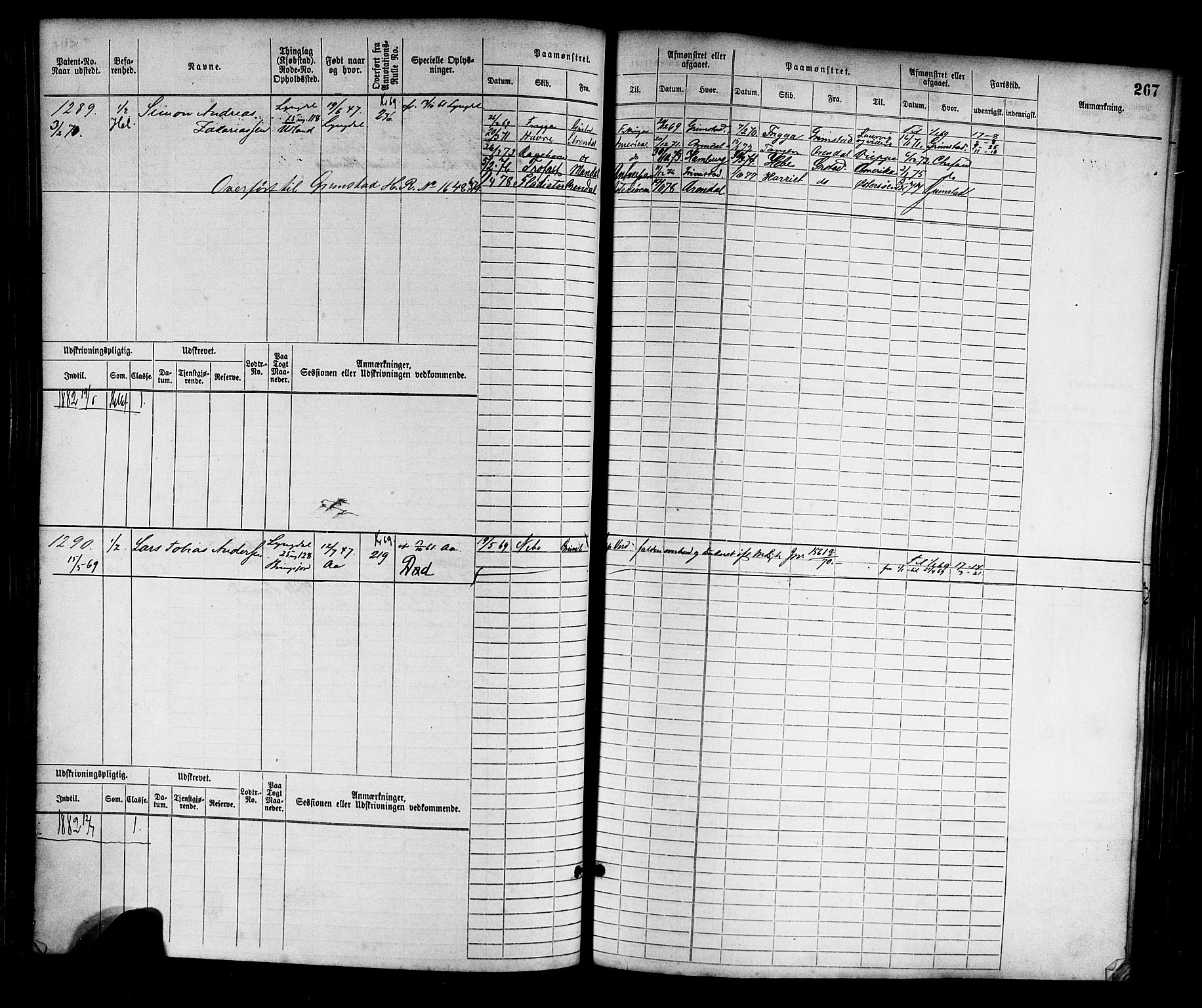 Farsund mønstringskrets, AV/SAK-2031-0017/F/Fb/L0002: Hovedrulle nr 759-1508, M-5, 1868-1900, p. 269