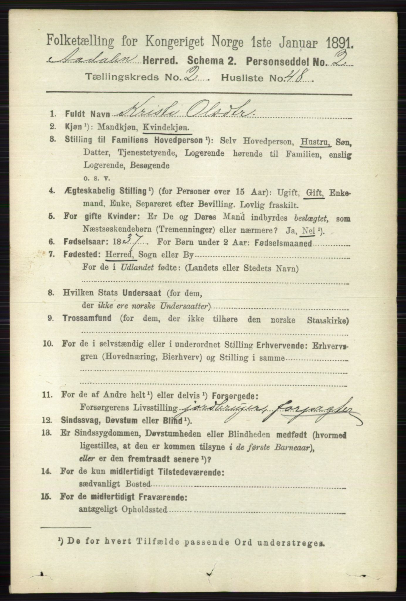 RA, 1891 census for 0614 Ådal, 1891, p. 956