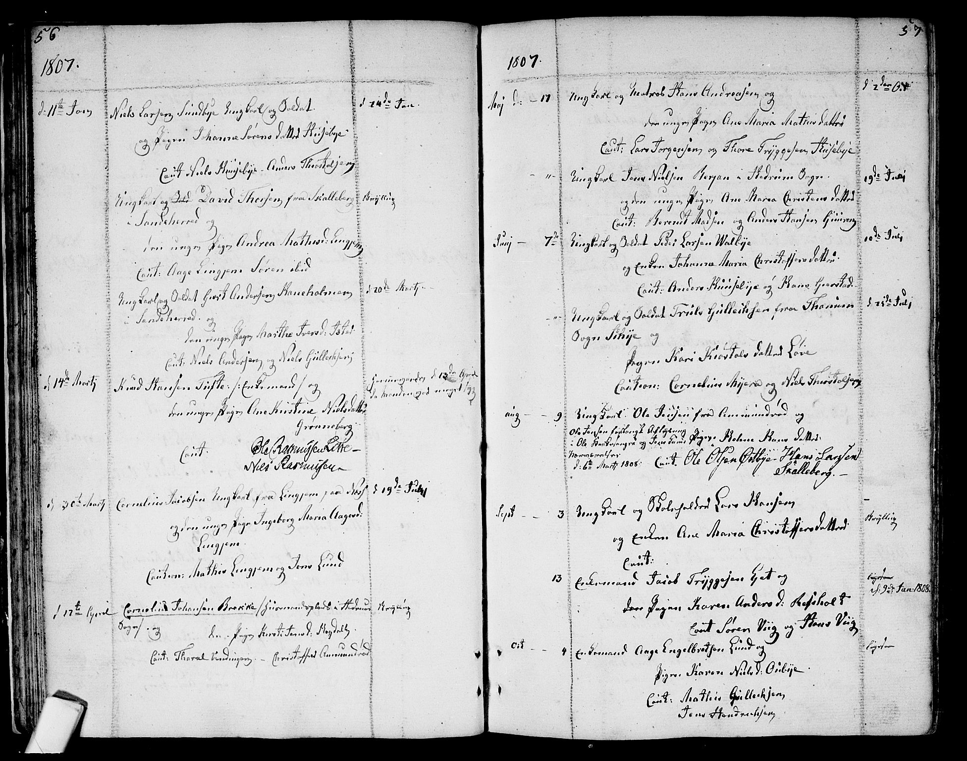 Tjølling kirkebøker, SAKO/A-60/F/Fa/L0004: Parish register (official) no. 4, 1779-1817, p. 56-57
