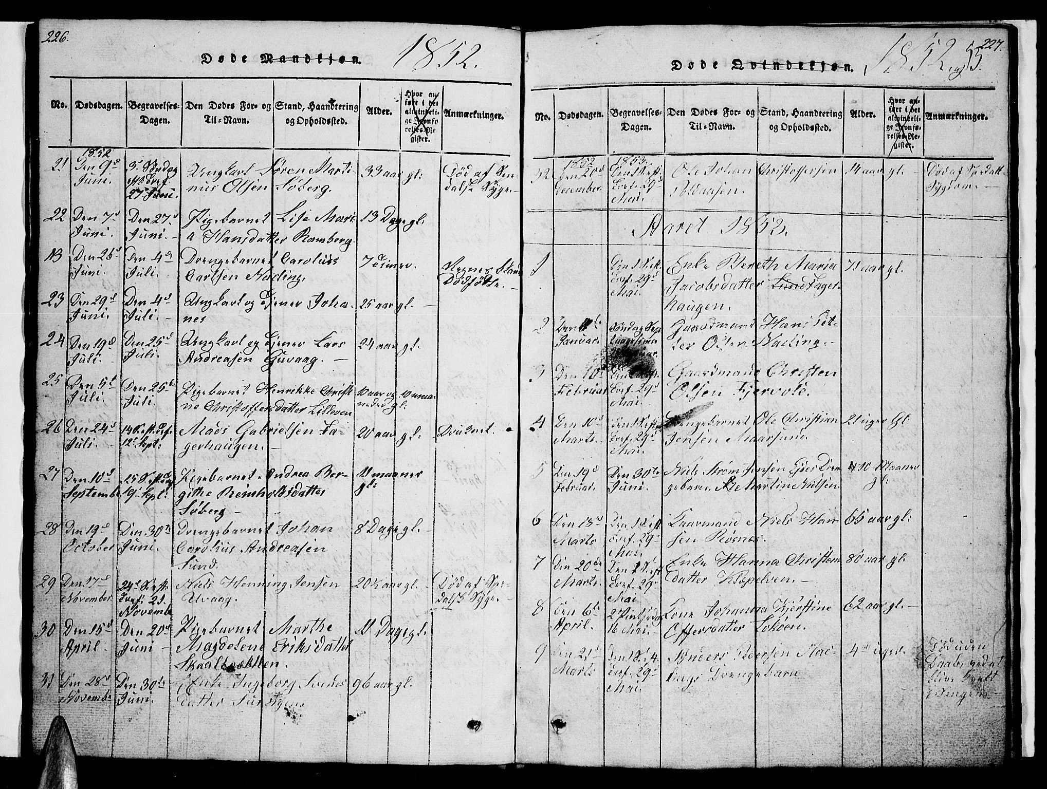 Ministerialprotokoller, klokkerbøker og fødselsregistre - Nordland, AV/SAT-A-1459/891/L1312: Parish register (copy) no. 891C01, 1820-1856, p. 226-227