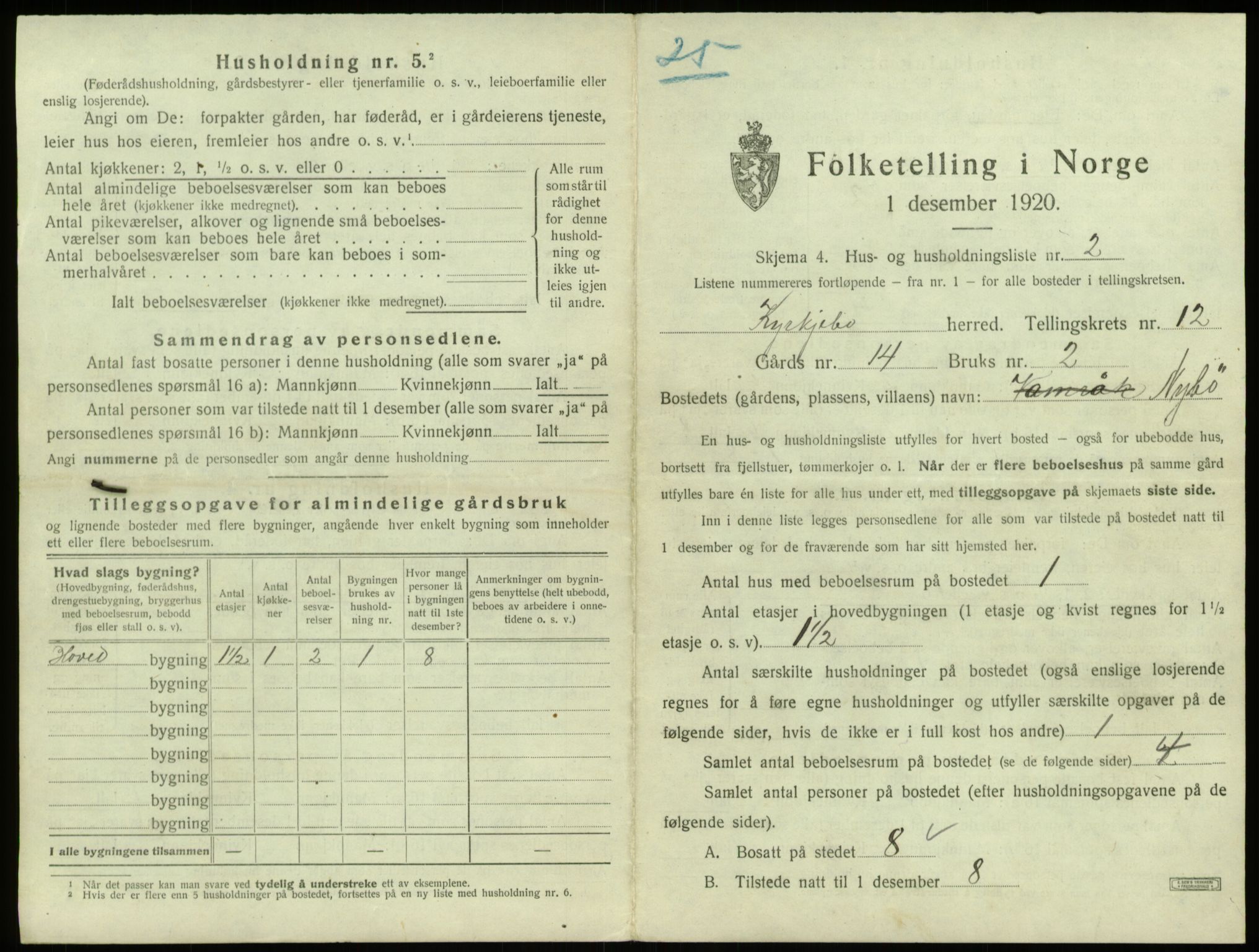 SAB, 1920 census for Kyrkjebø, 1920, p. 117