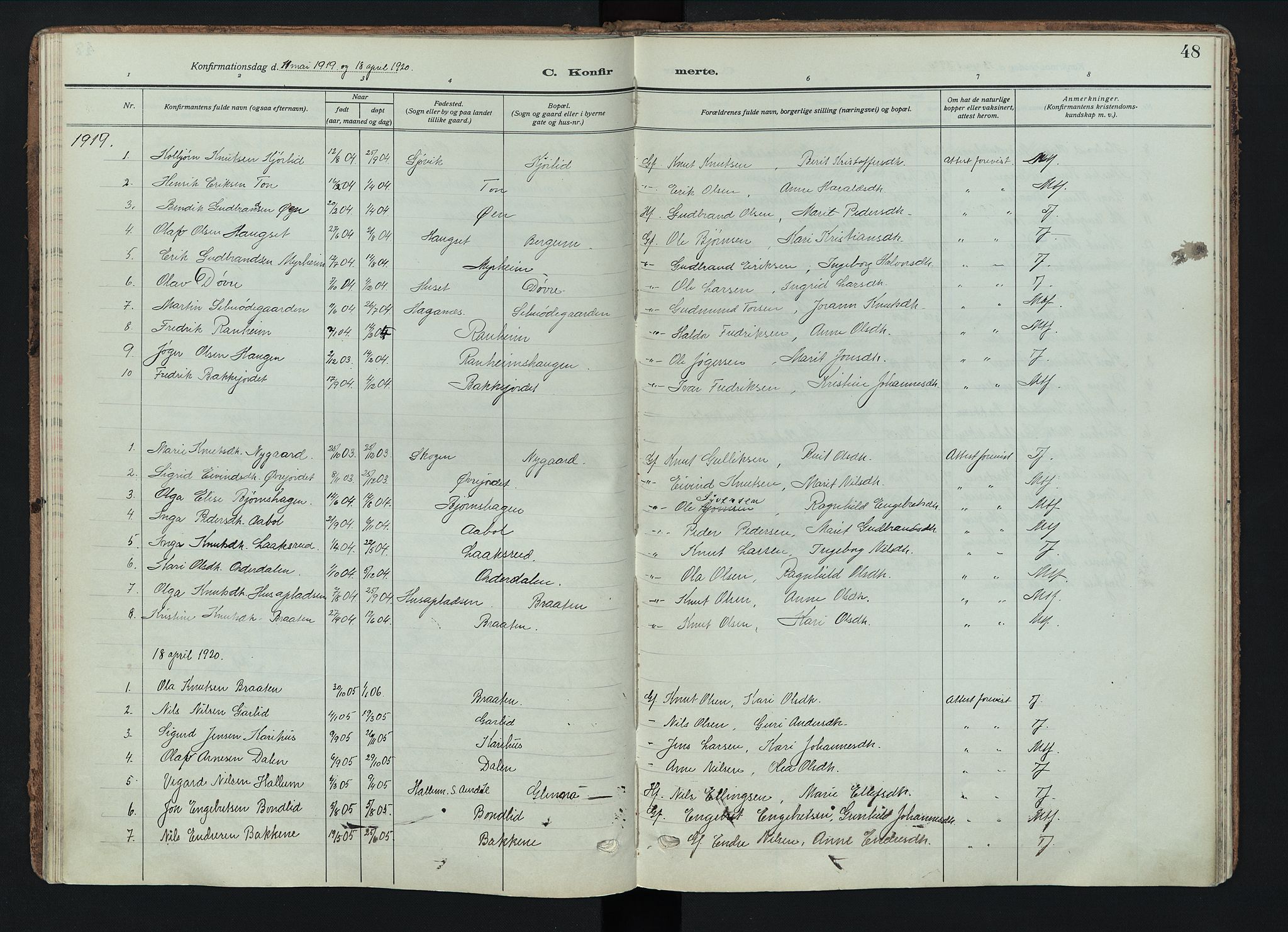 Nord-Aurdal prestekontor, SAH/PREST-132/H/Ha/Haa/L0018: Parish register (official) no. 18, 1915-1935, p. 48