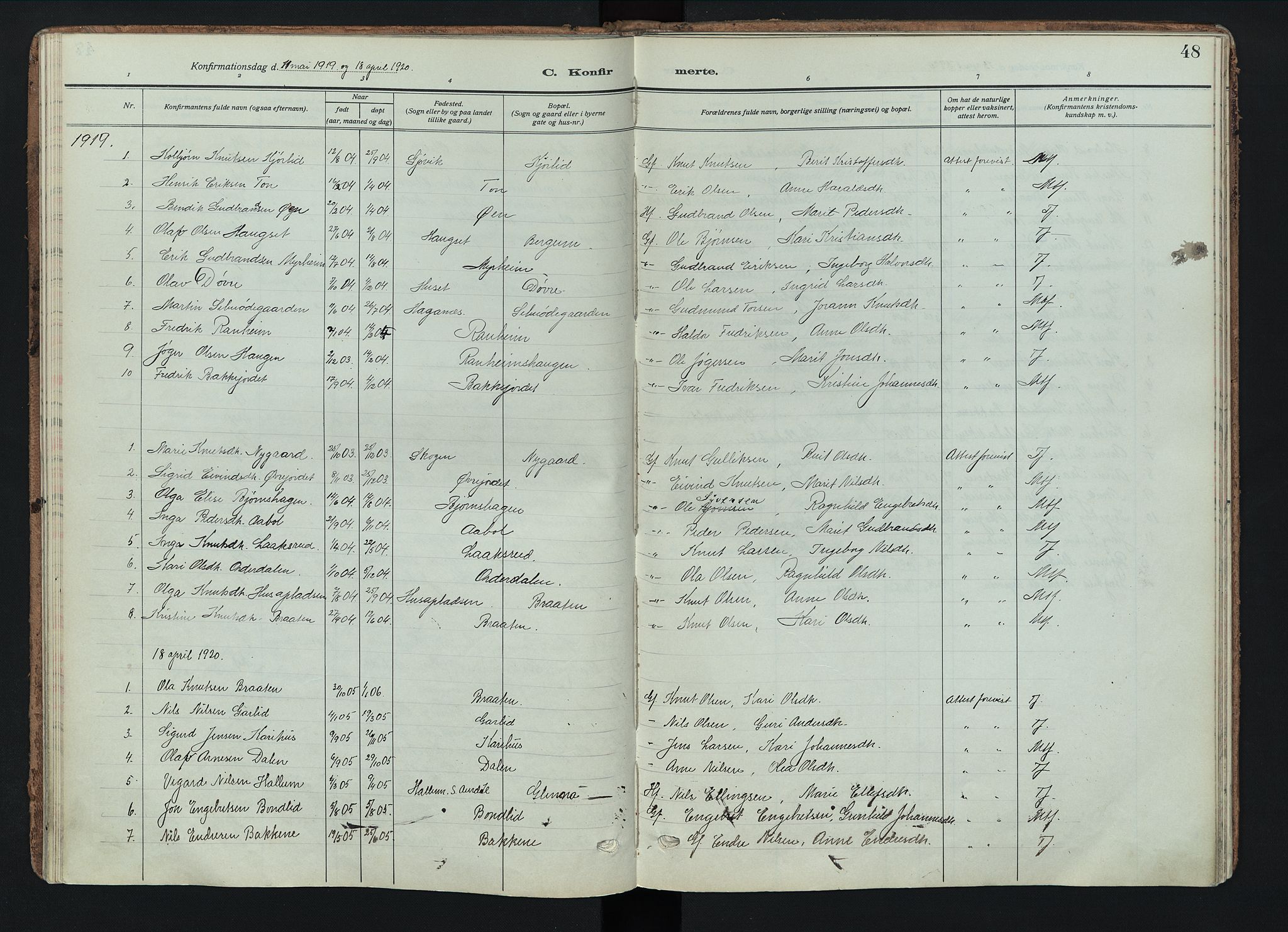 Nord-Aurdal prestekontor, AV/SAH-PREST-132/H/Ha/Haa/L0018: Parish register (official) no. 18, 1915-1935, p. 48