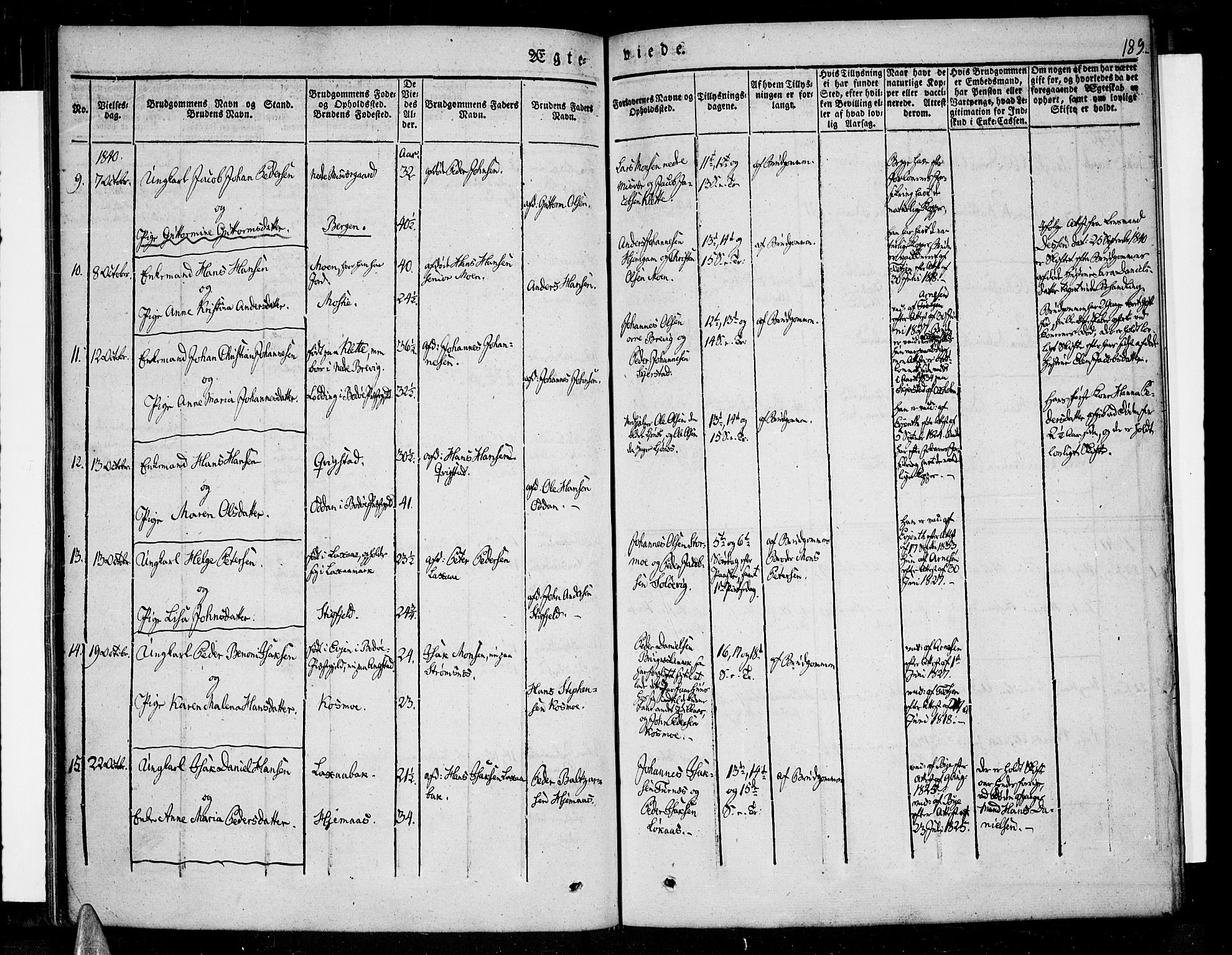 Ministerialprotokoller, klokkerbøker og fødselsregistre - Nordland, SAT/A-1459/852/L0737: Parish register (official) no. 852A07, 1833-1849, p. 189