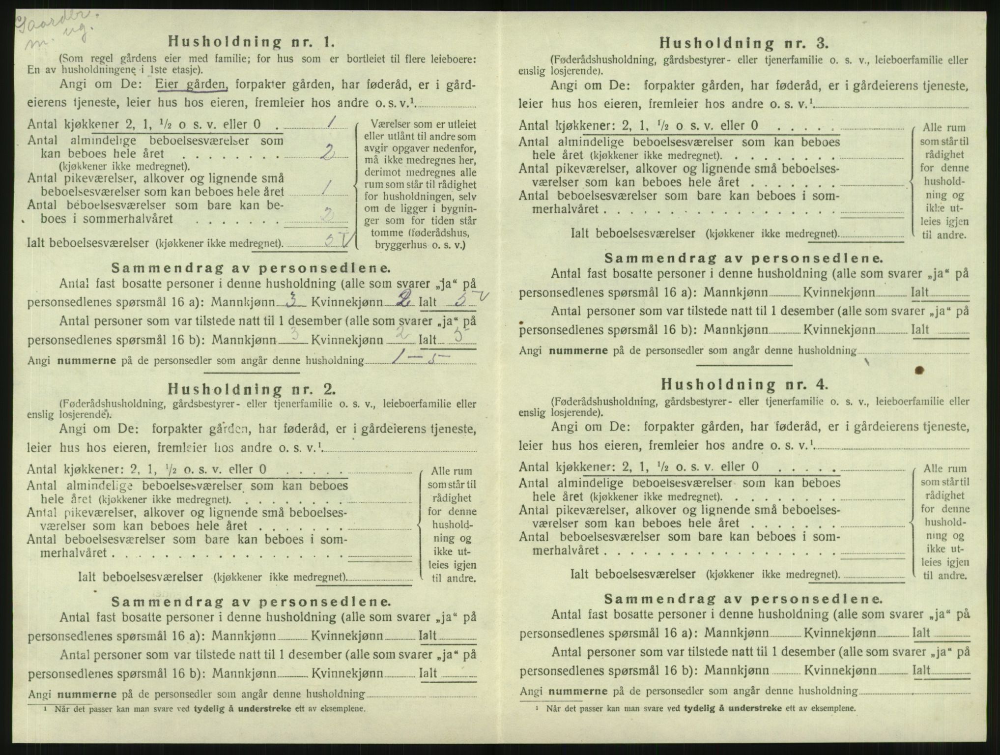 SAT, 1920 census for Kvam, 1920, p. 482