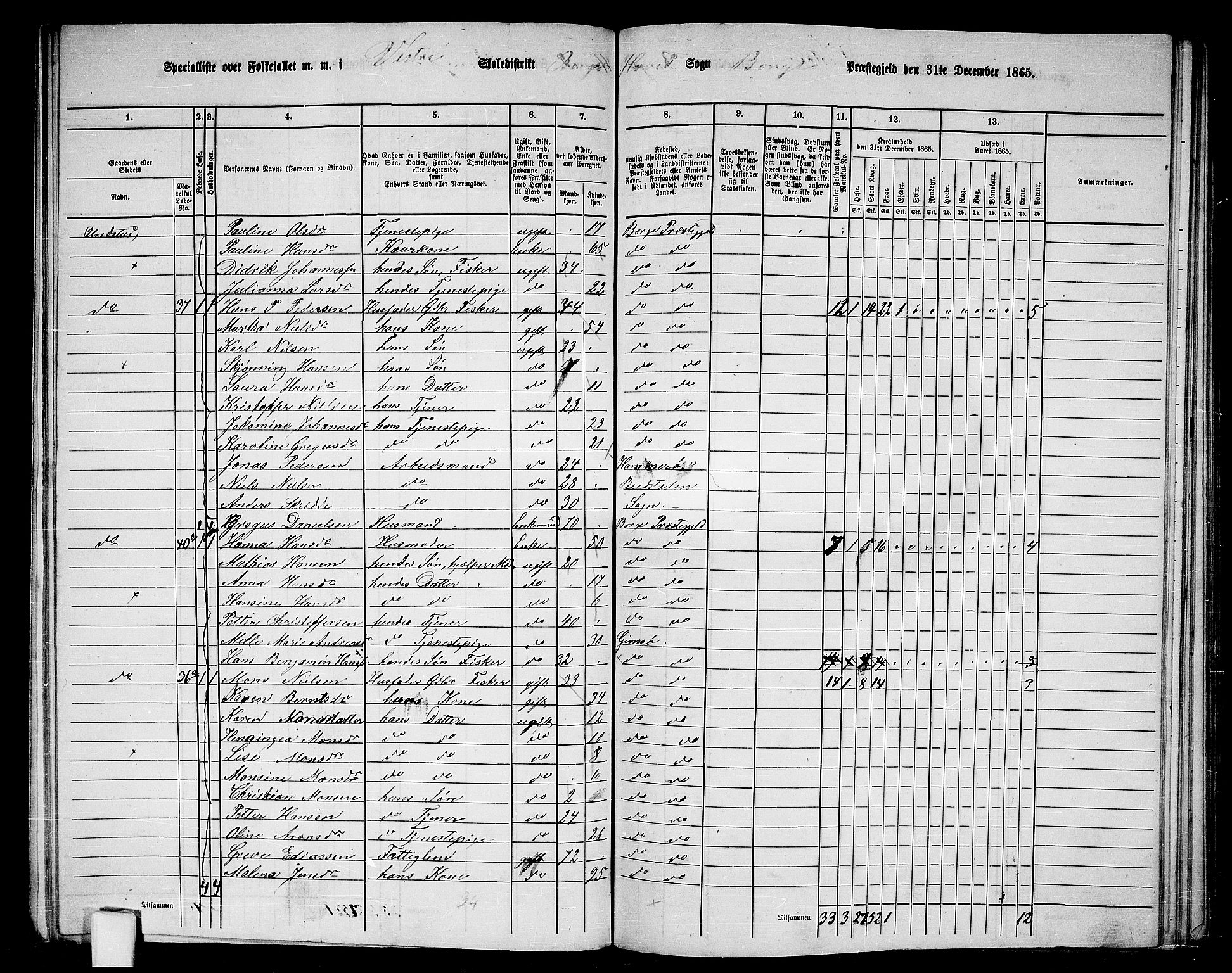 RA, 1865 census for Borge, 1865, p. 10