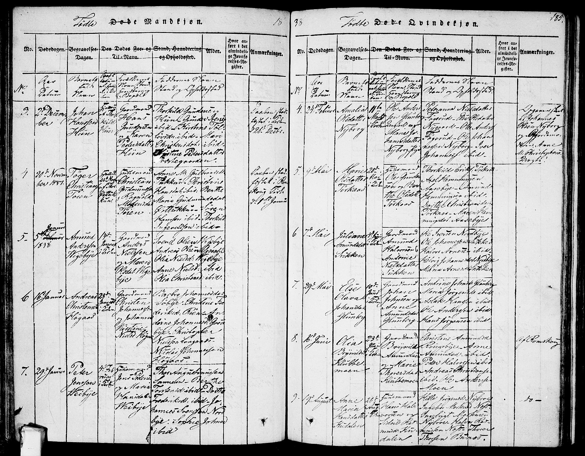 Rødenes prestekontor Kirkebøker, AV/SAO-A-2005/F/Fa/L0004: Parish register (official) no. I 4, 1814-1838, p. 185