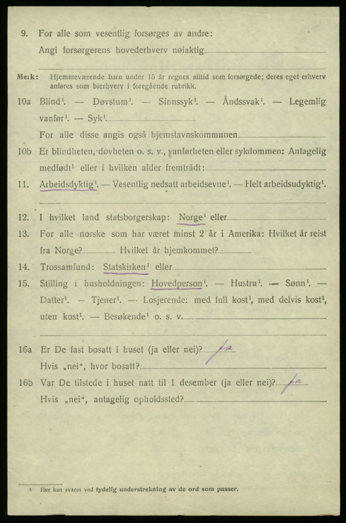 SAB, 1920 census for Jølster, 1920, p. 3287