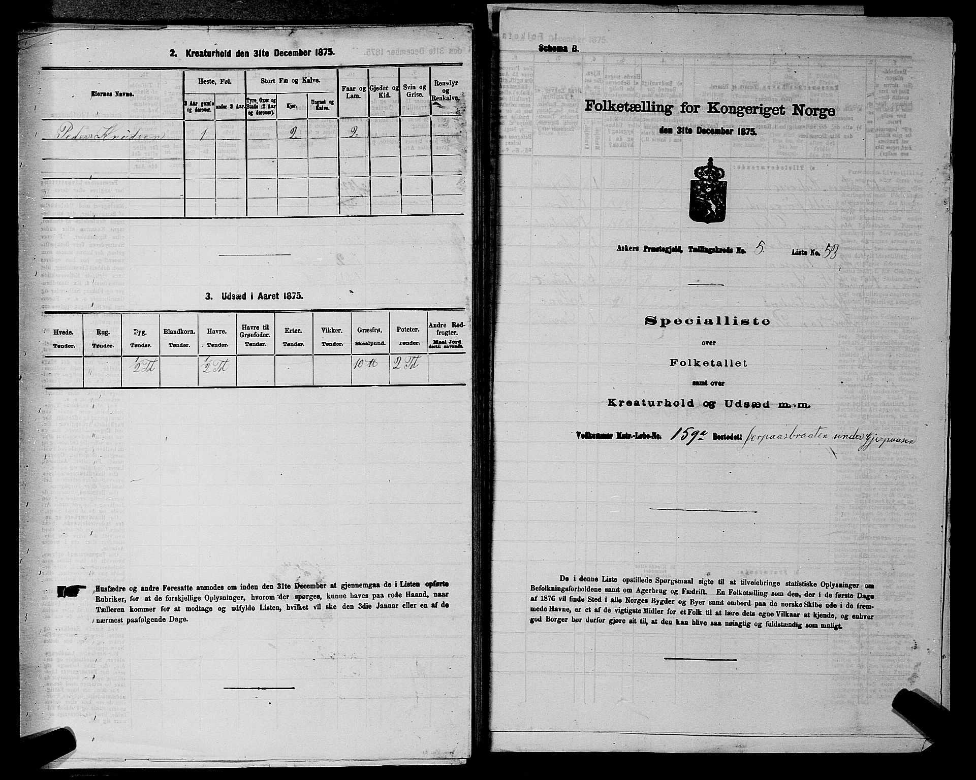 RA, 1875 census for 0220P Asker, 1875, p. 1146