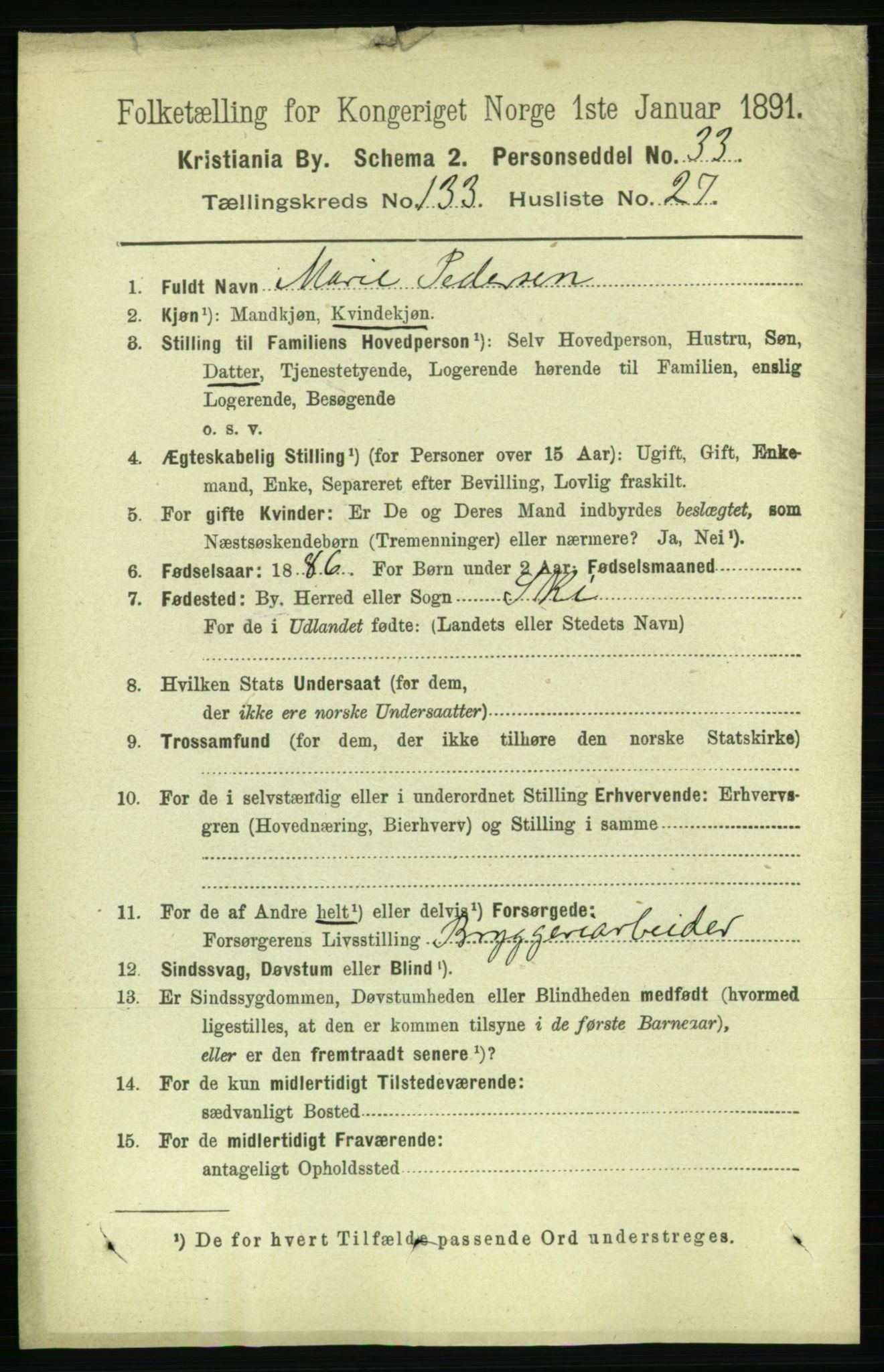 RA, 1891 census for 0301 Kristiania, 1891, p. 73019