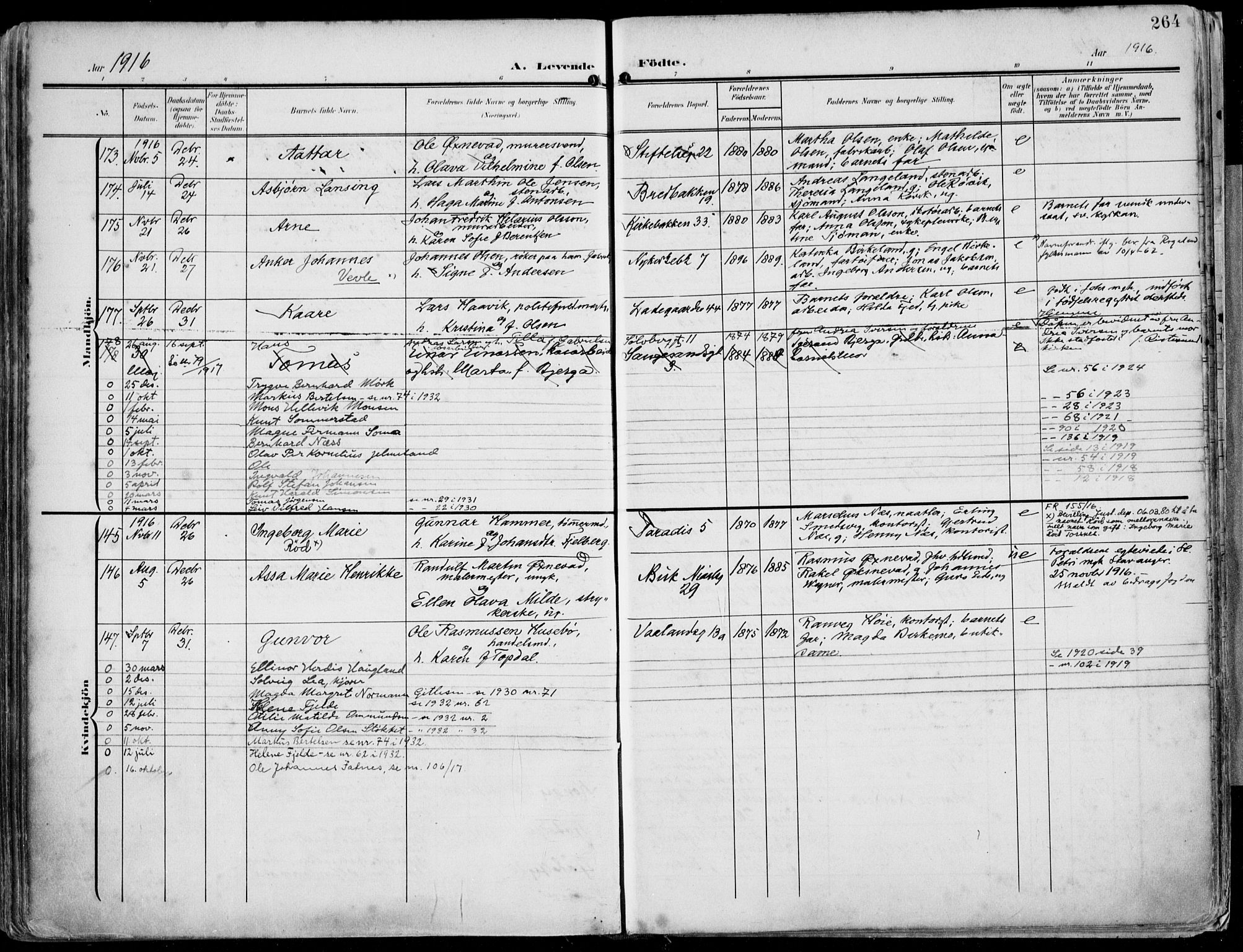 St. Petri sokneprestkontor, AV/SAST-A-101813/002/A/L0005: Parish register (official) no. A 23, 1902-1918, p. 264