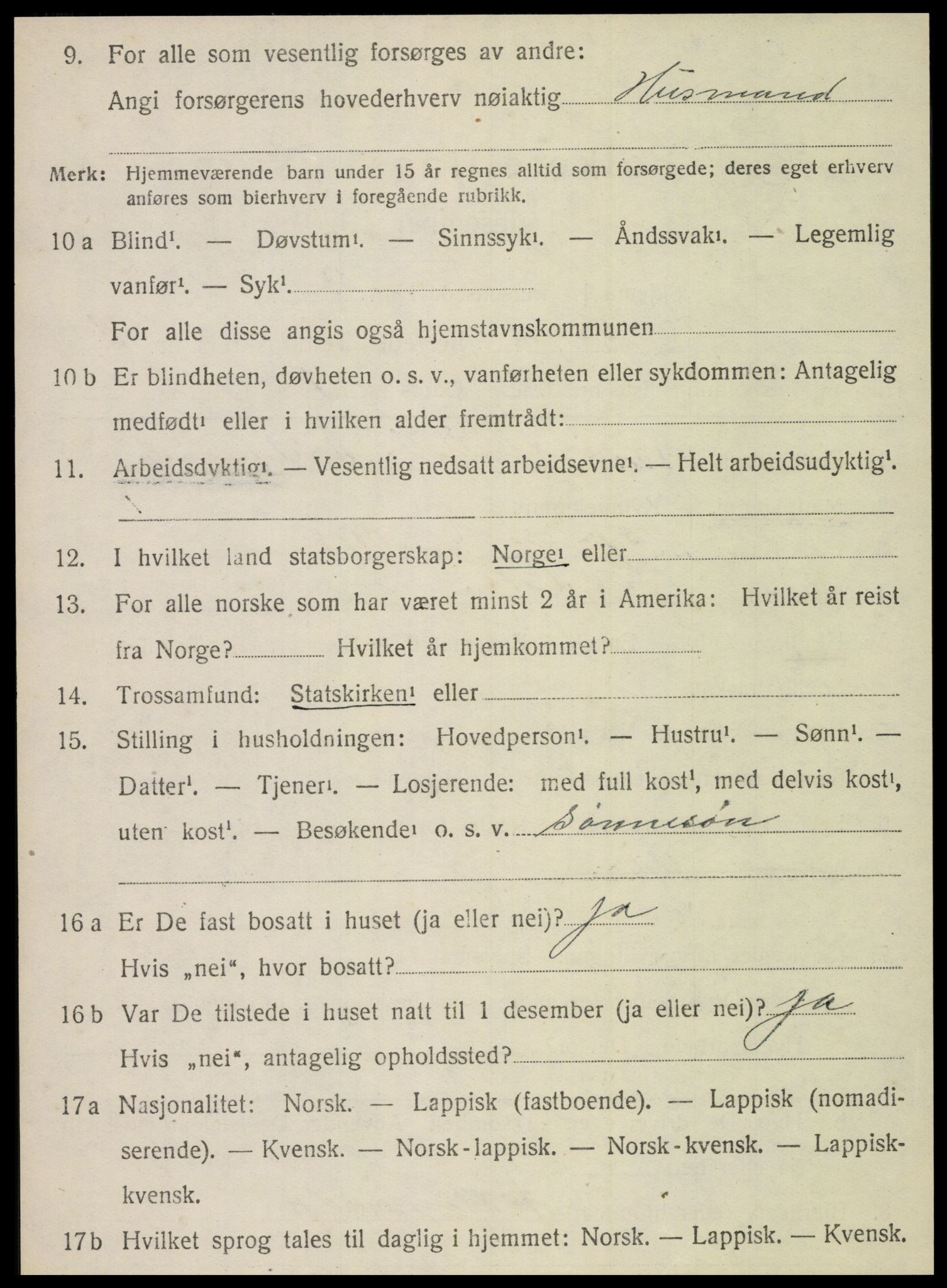 SAT, 1920 census for Vega, 1920, p. 1910