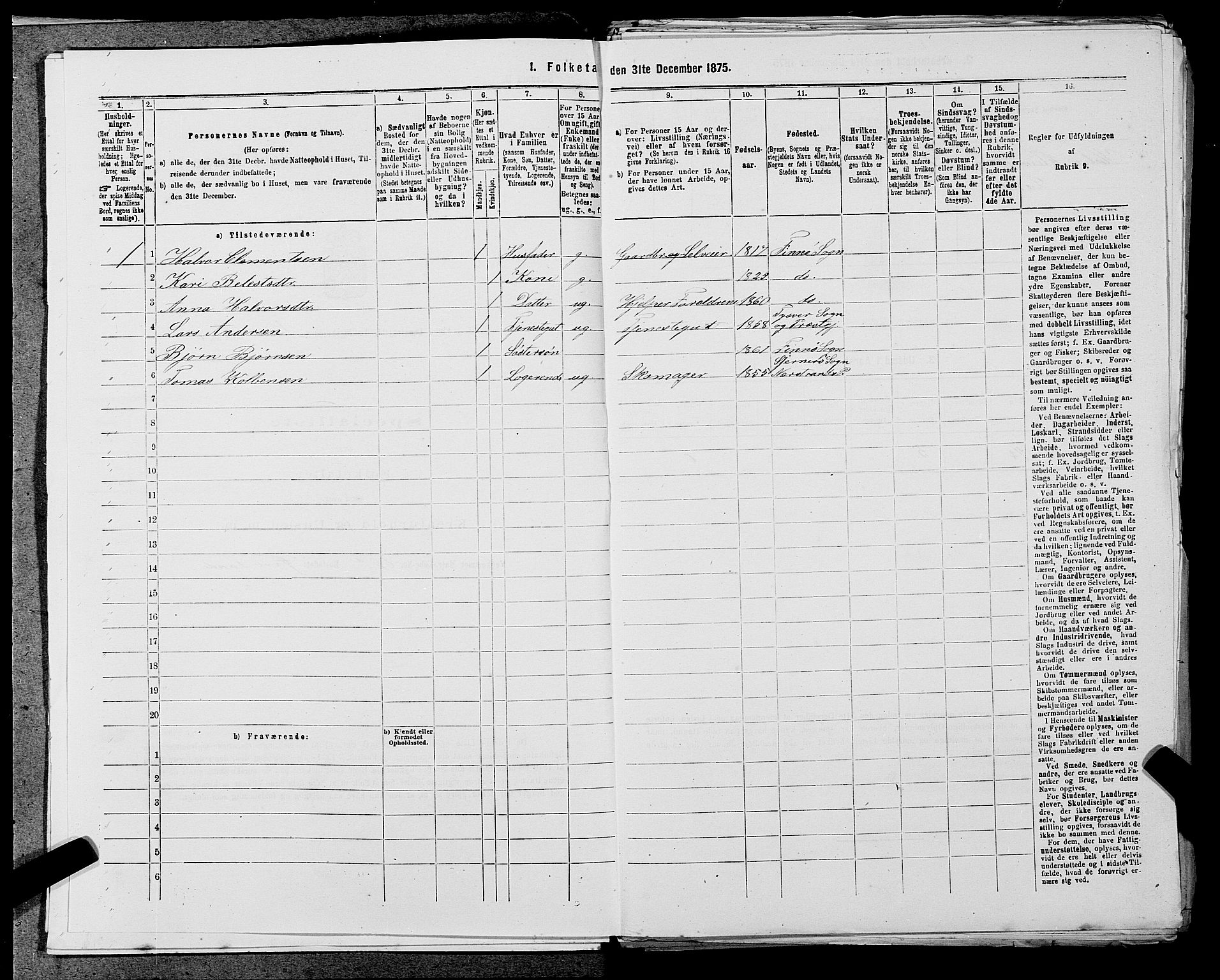 SAST, 1875 census for 1141P Finnøy, 1875, p. 48