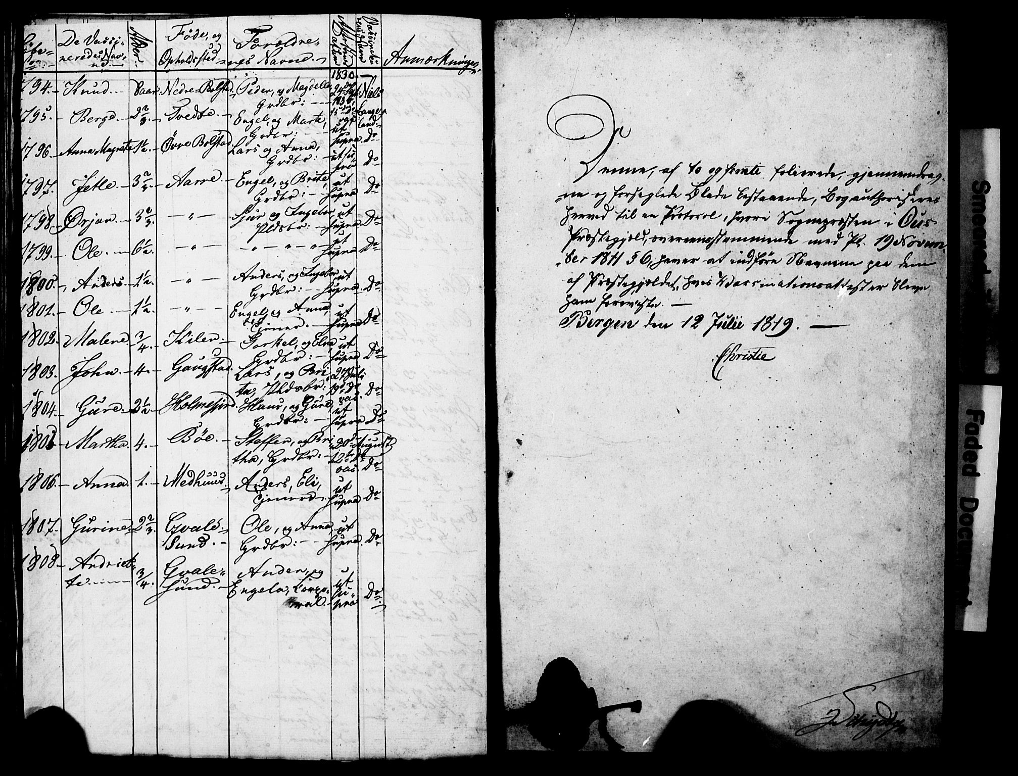 Os sokneprestembete, SAB/A-99929: Parish register (official) no. A 19, 1817-1830