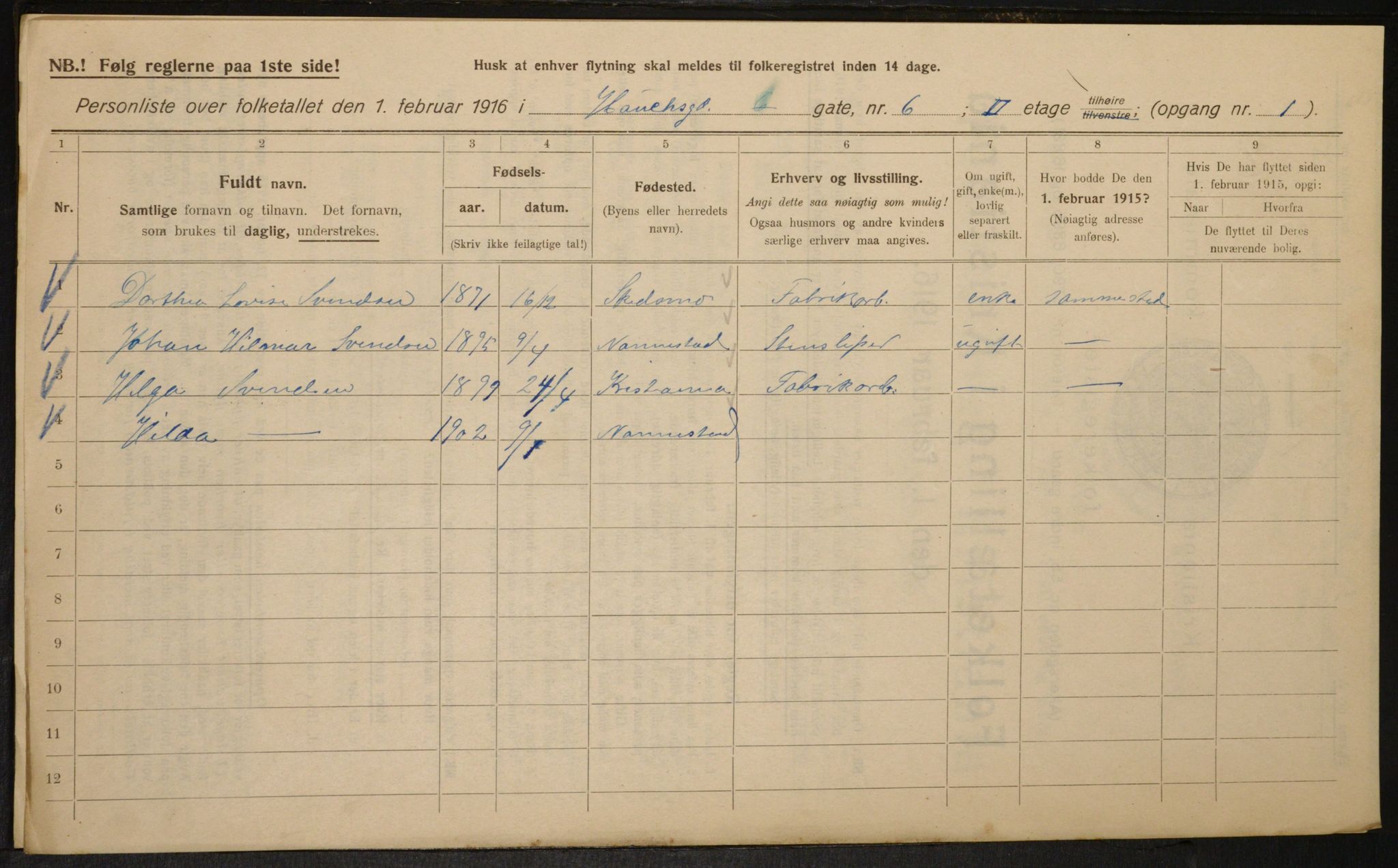 OBA, Municipal Census 1916 for Kristiania, 1916, p. 35776