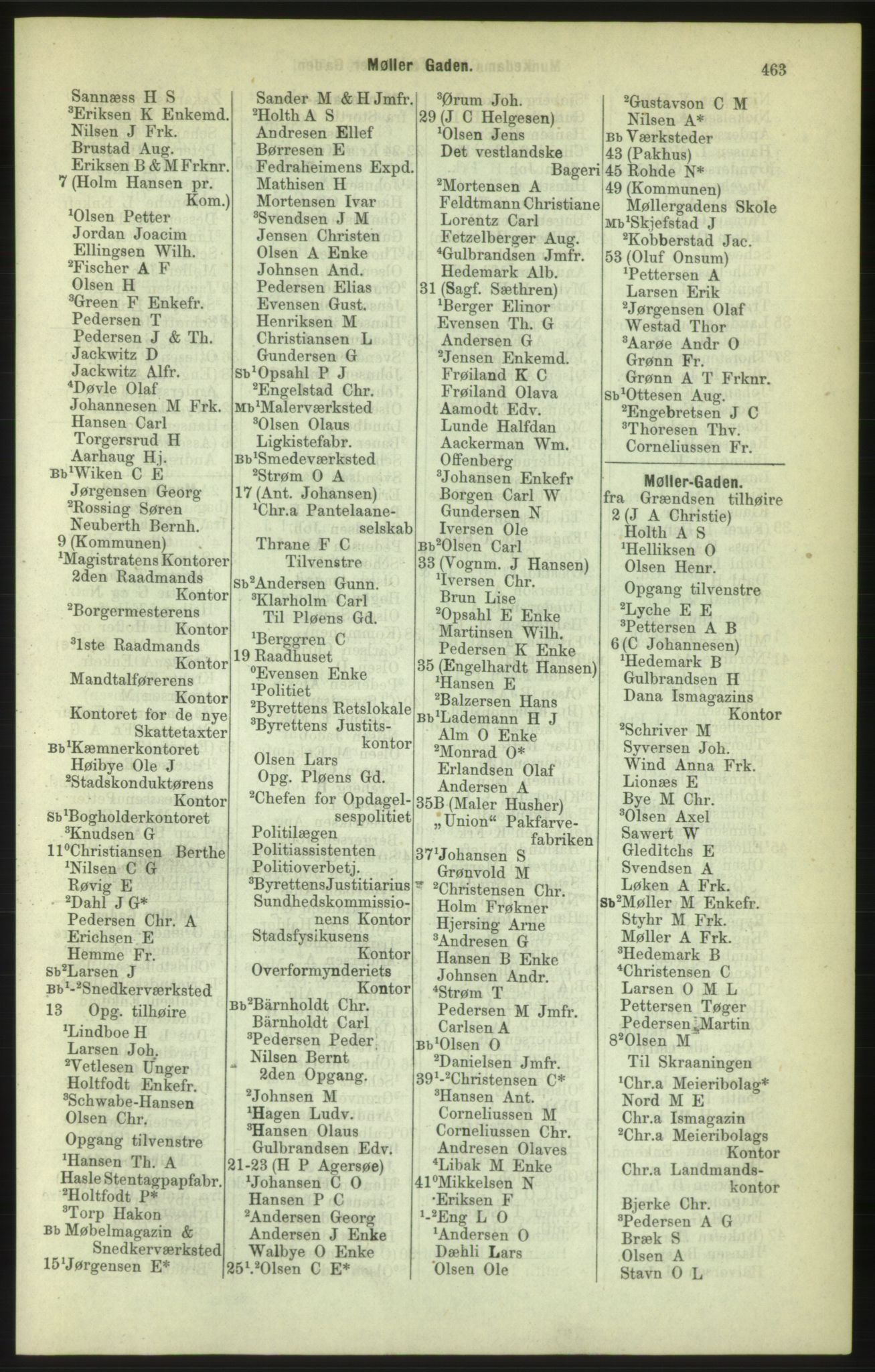 Kristiania/Oslo adressebok, PUBL/-, 1886, p. 463