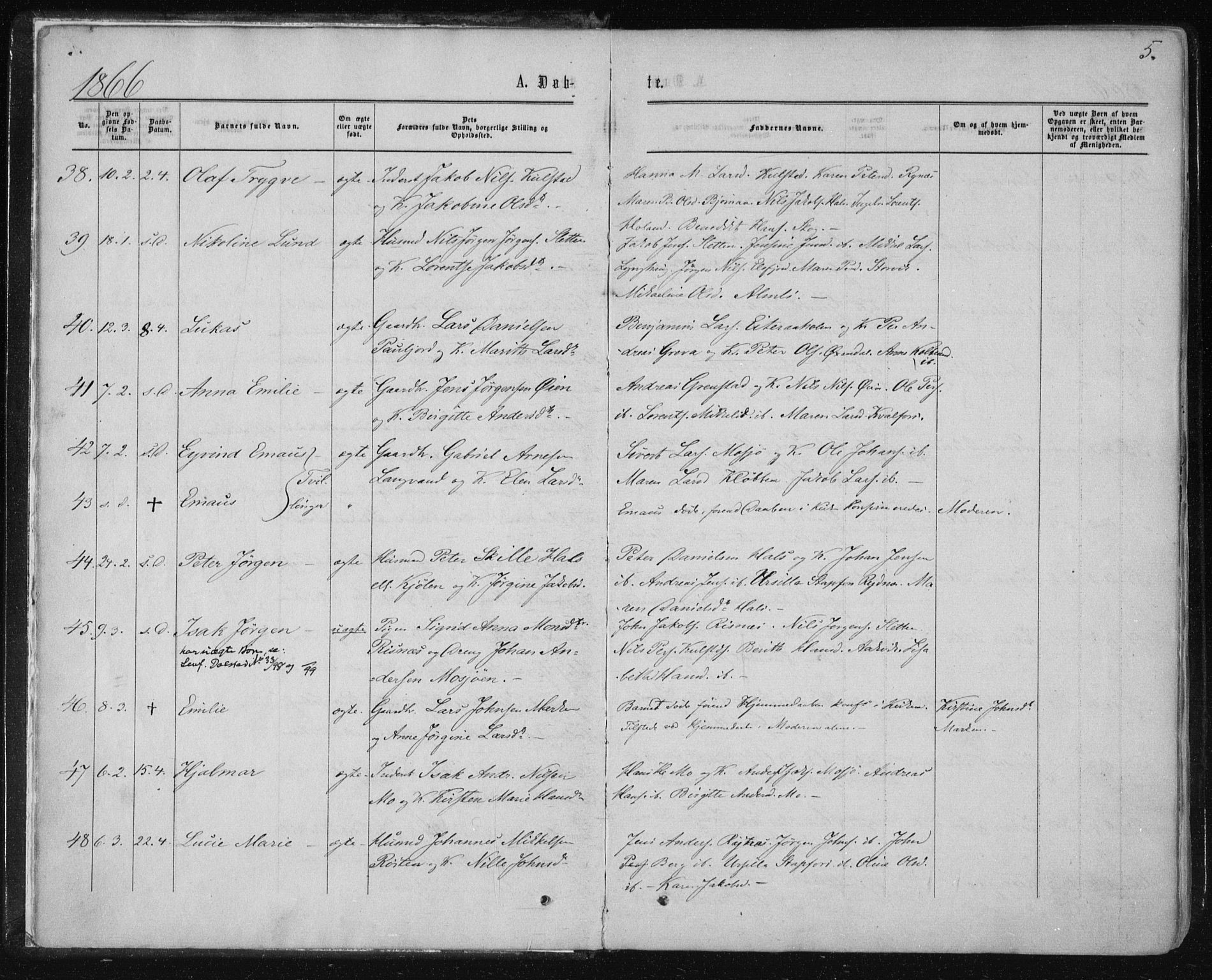 Ministerialprotokoller, klokkerbøker og fødselsregistre - Nordland, AV/SAT-A-1459/820/L0294: Parish register (official) no. 820A15, 1866-1879, p. 5