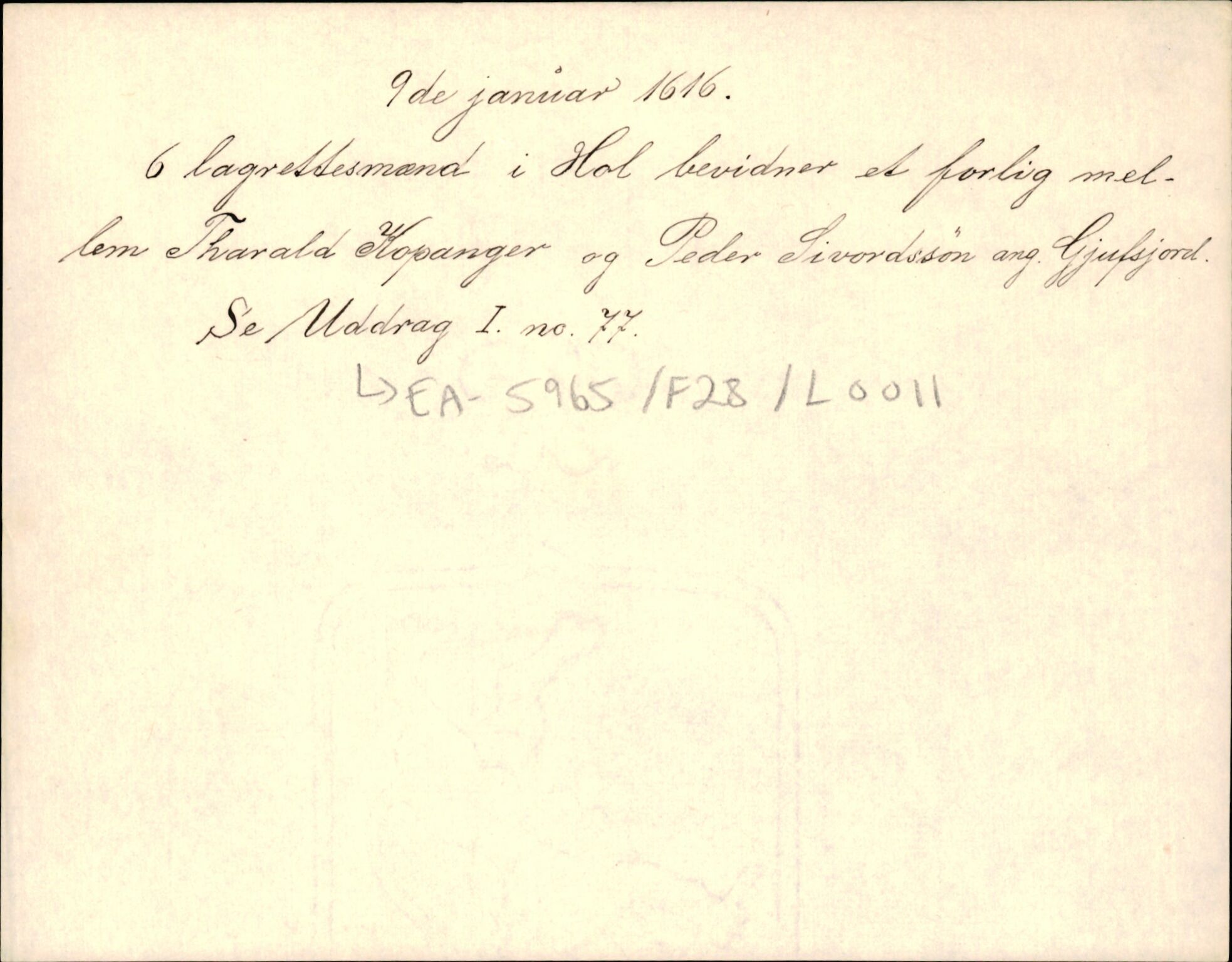 Riksarkivets diplomsamling, AV/RA-EA-5965/F35/F35d/L0002: Innlånte diplomer, seddelregister, 1592-1620, p. 693