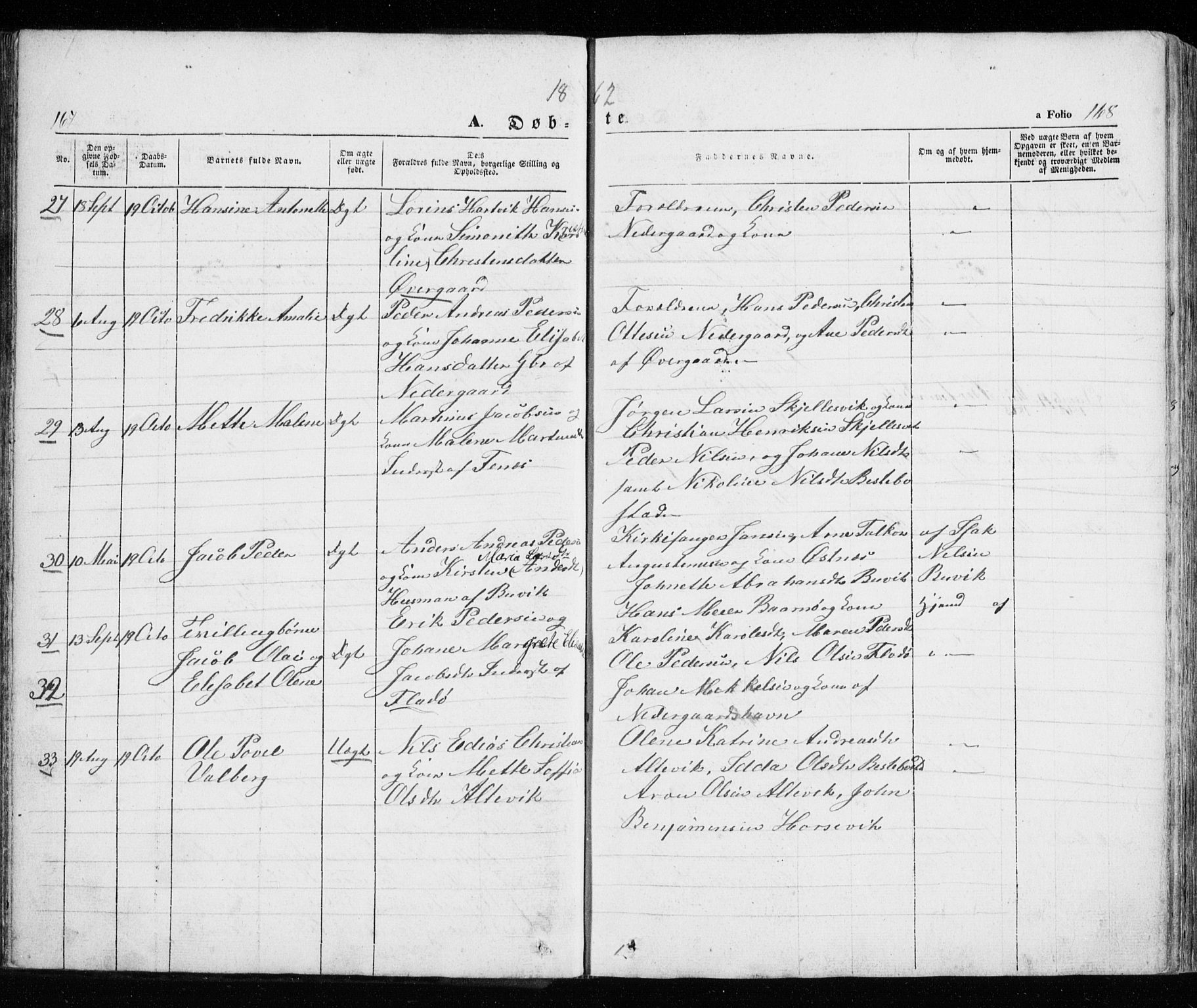Trondenes sokneprestkontor, SATØ/S-1319/H/Ha/L0010kirke: Parish register (official) no. 10, 1840-1865, p. 167-168