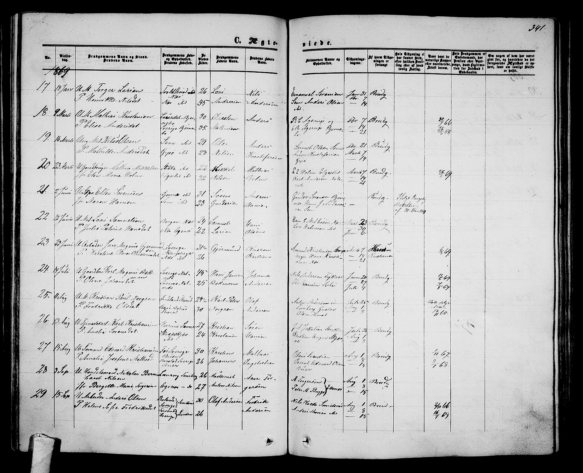 Nøtterøy kirkebøker, AV/SAKO-A-354/G/Ga/L0002: Parish register (copy) no. I 2, 1860-1877, p. 341