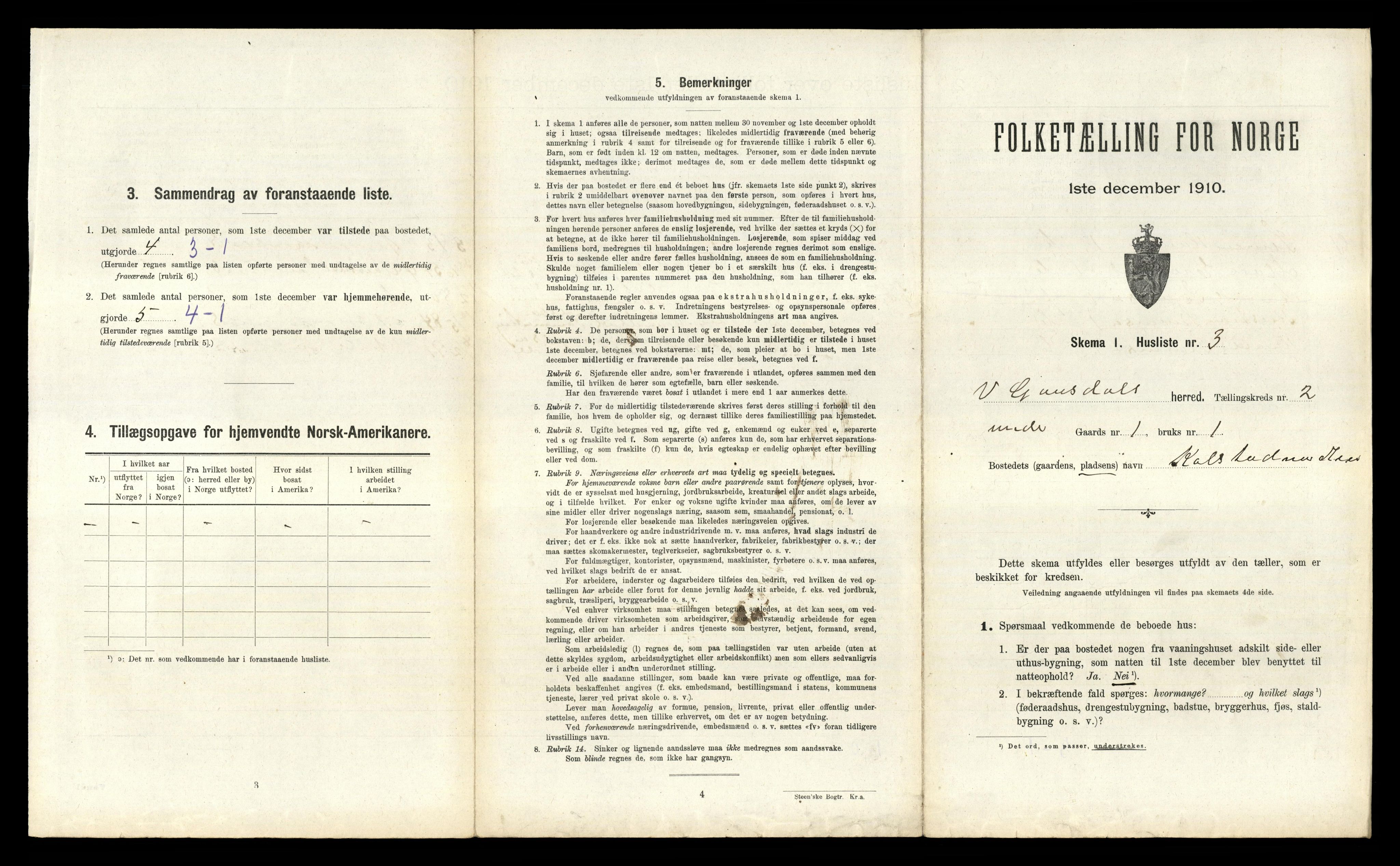 RA, 1910 census for Vestre Gausdal, 1910, p. 199