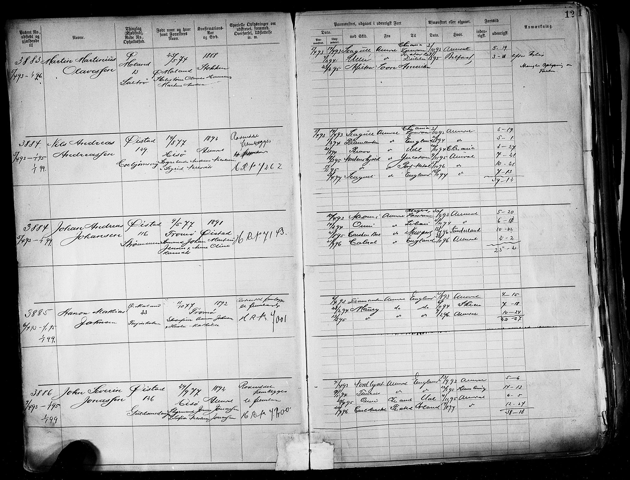 Arendal mønstringskrets, AV/SAK-2031-0012/F/Fa/L0004: Annotasjonsrulle nr 3828-4715 og nr 1-1296, S-4, 1892-1918, p. 15