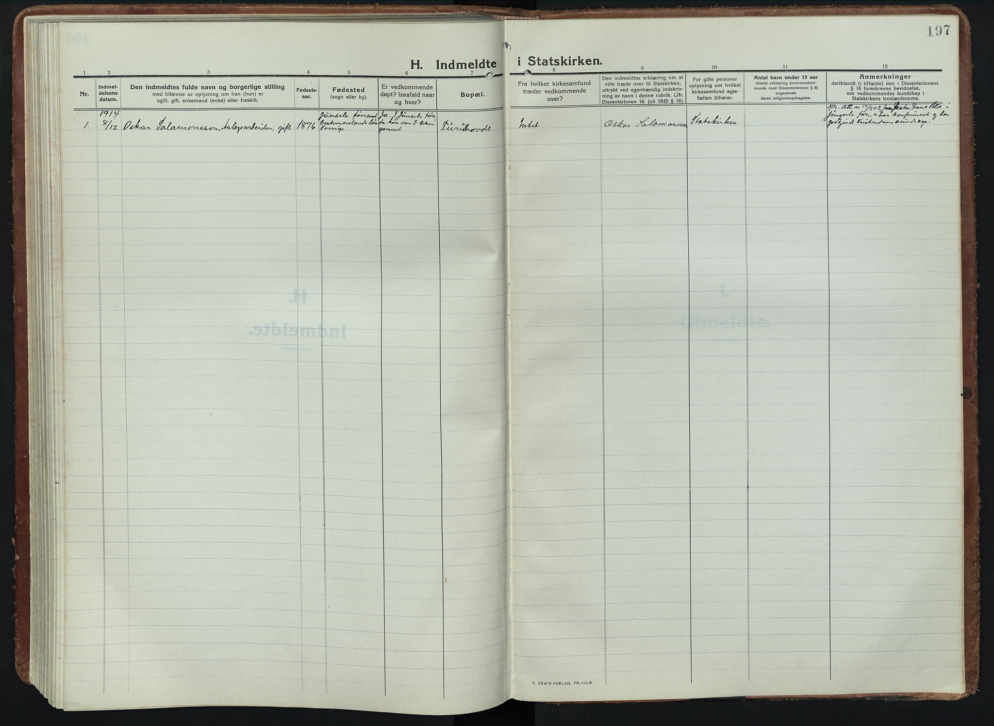 Alvdal prestekontor, SAH/PREST-060/H/Ha/Haa/L0005: Parish register (official) no. 5, 1913-1930, p. 197
