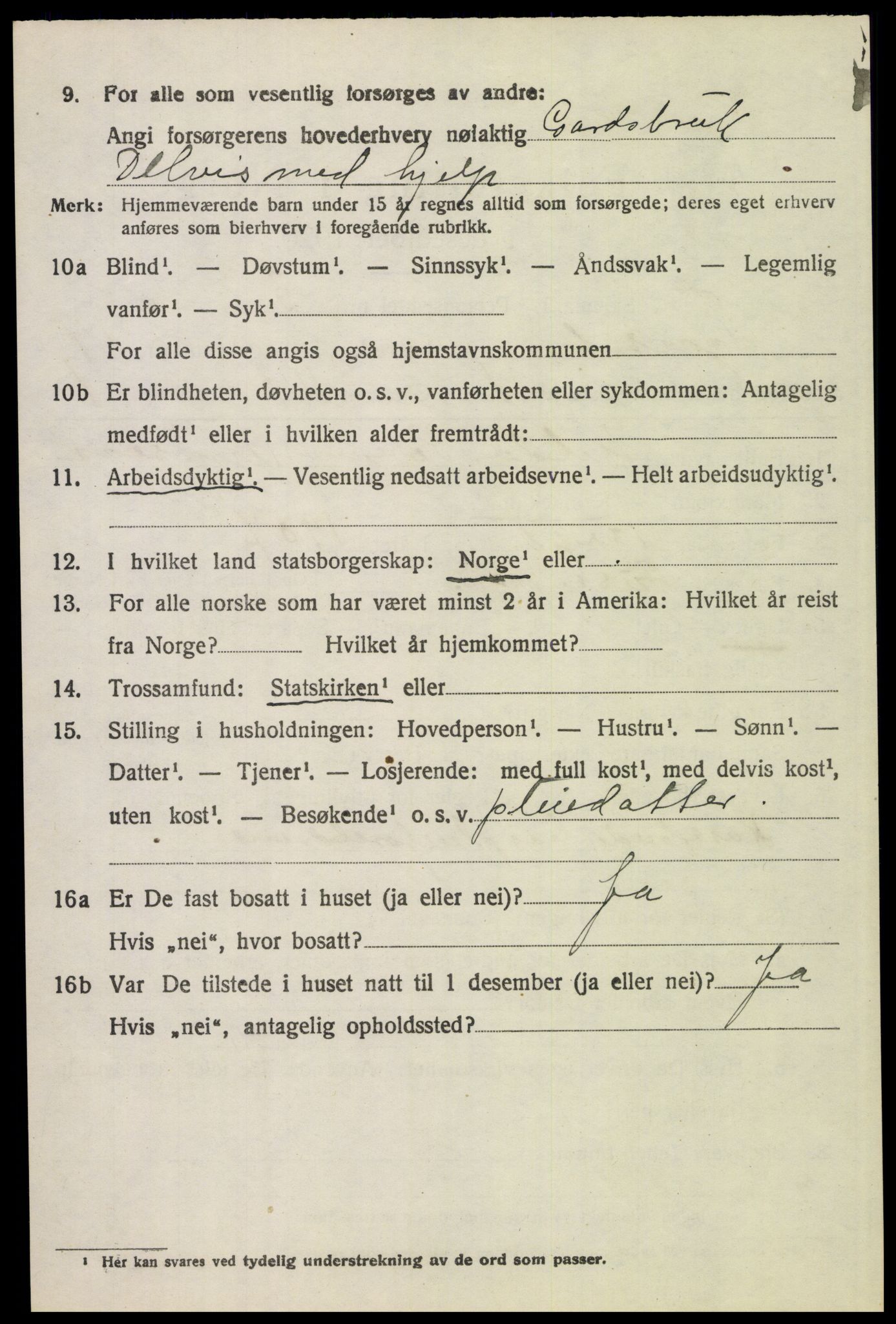 SAH, 1920 census for Tynset, 1920, p. 8933