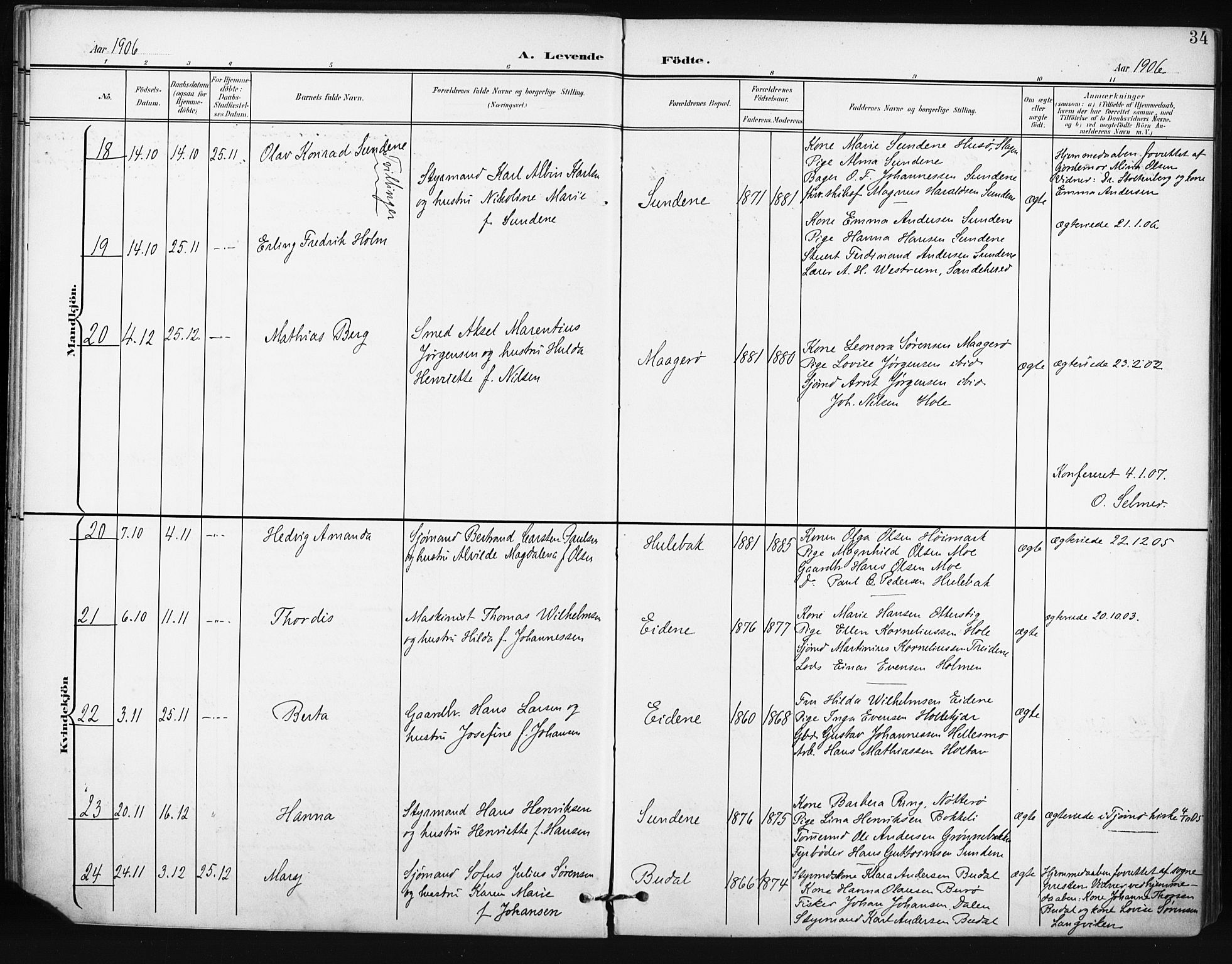 Tjøme kirkebøker, AV/SAKO-A-328/F/Fa/L0005: Parish register (official) no. I 5, 1901-1909, p. 34