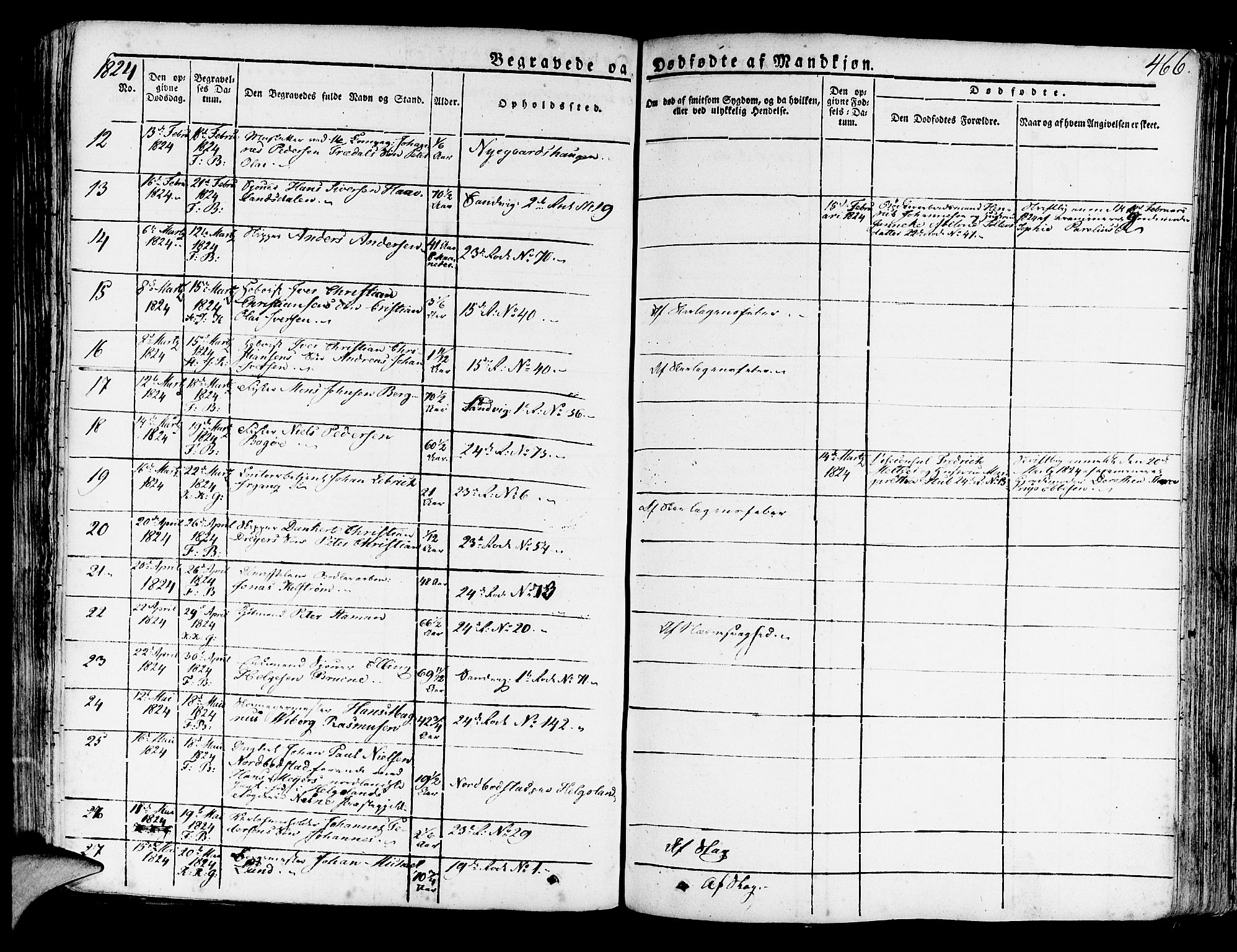 Korskirken sokneprestembete, AV/SAB-A-76101/H/Haa/L0014: Parish register (official) no. A 14, 1823-1835, p. 466