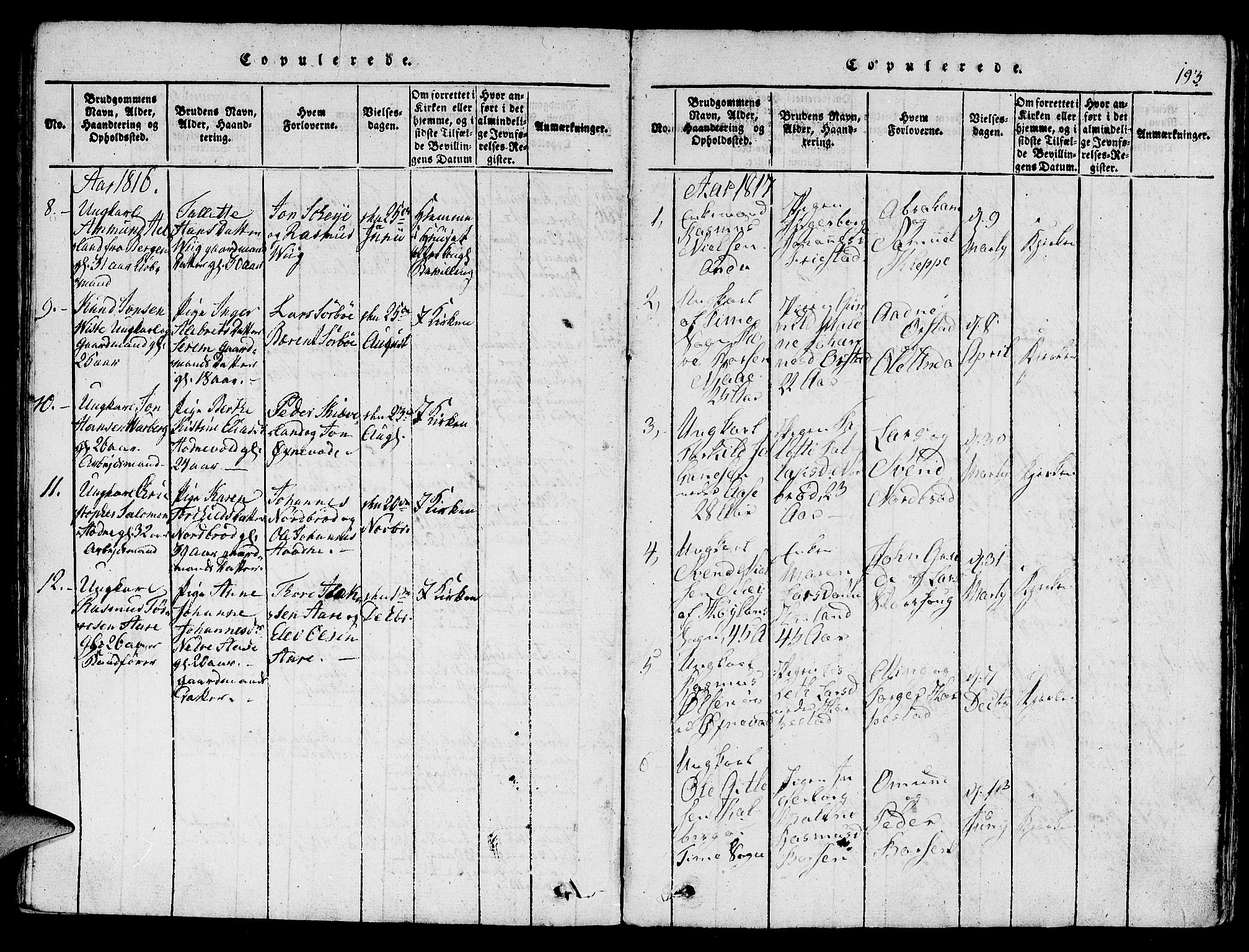 Klepp sokneprestkontor, AV/SAST-A-101803/001/3/30BA/L0002: Parish register (official) no. A 2, 1816-1833, p. 193