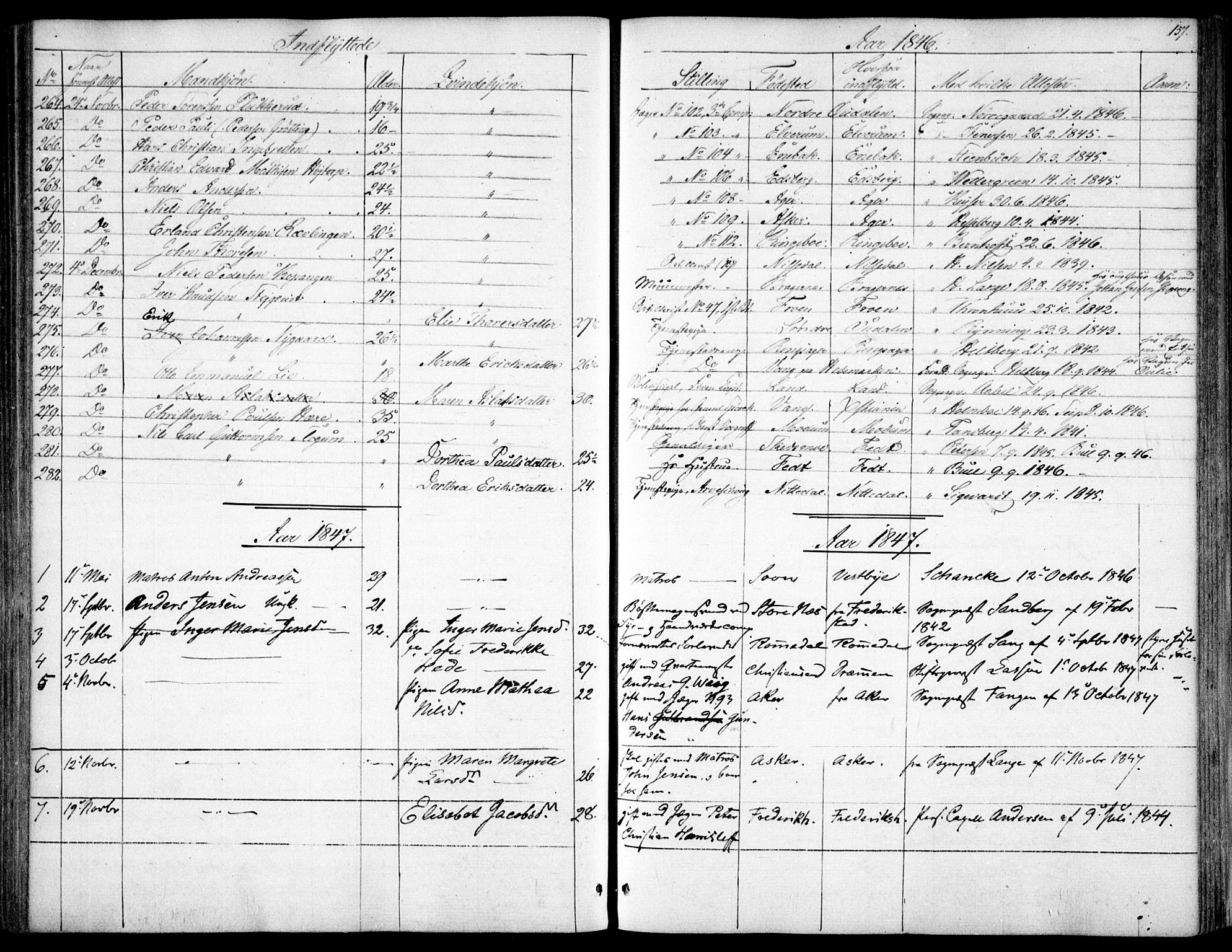 Garnisonsmenigheten Kirkebøker, SAO/A-10846/F/Fa/L0009: Parish register (official) no. 9, 1842-1859, p. 157