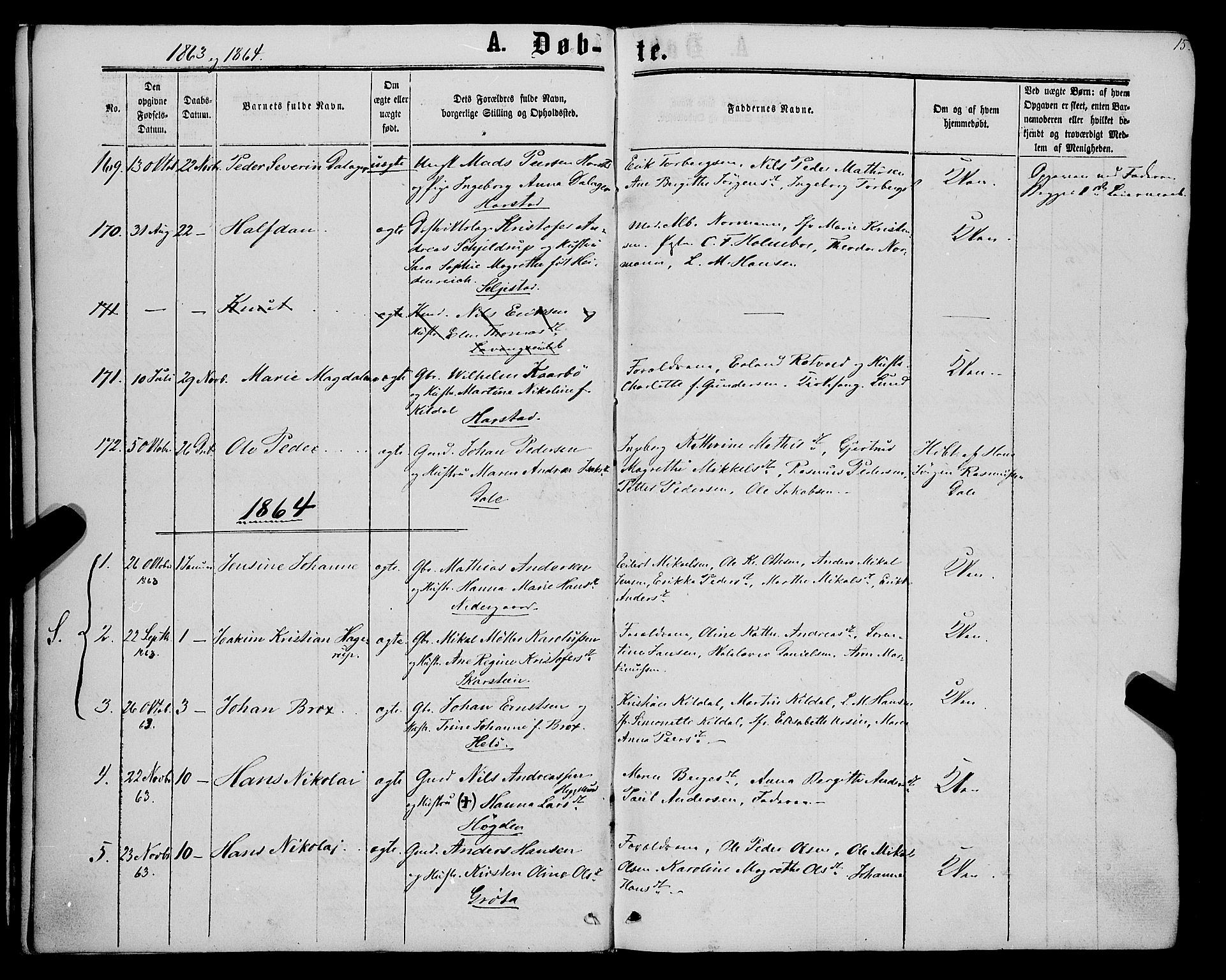 Trondenes sokneprestkontor, AV/SATØ-S-1319/H/Ha/L0012kirke: Parish register (official) no. 12, 1863-1870, p. 15