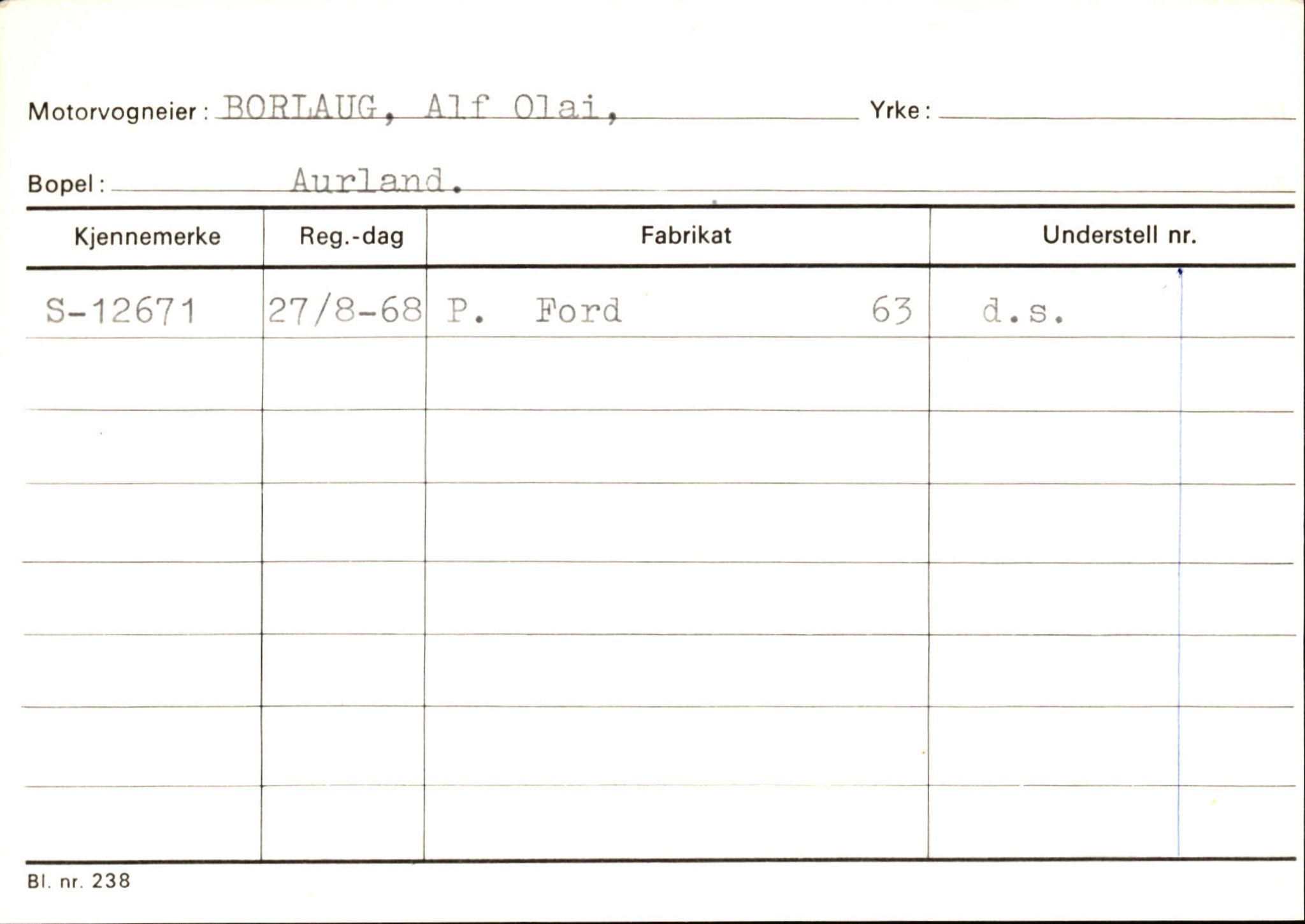 Statens vegvesen, Sogn og Fjordane vegkontor, AV/SAB-A-5301/4/F/L0125: Eigarregister Sogndal V-Å. Aurland A-Å. Fjaler A-N, 1945-1975, p. 479