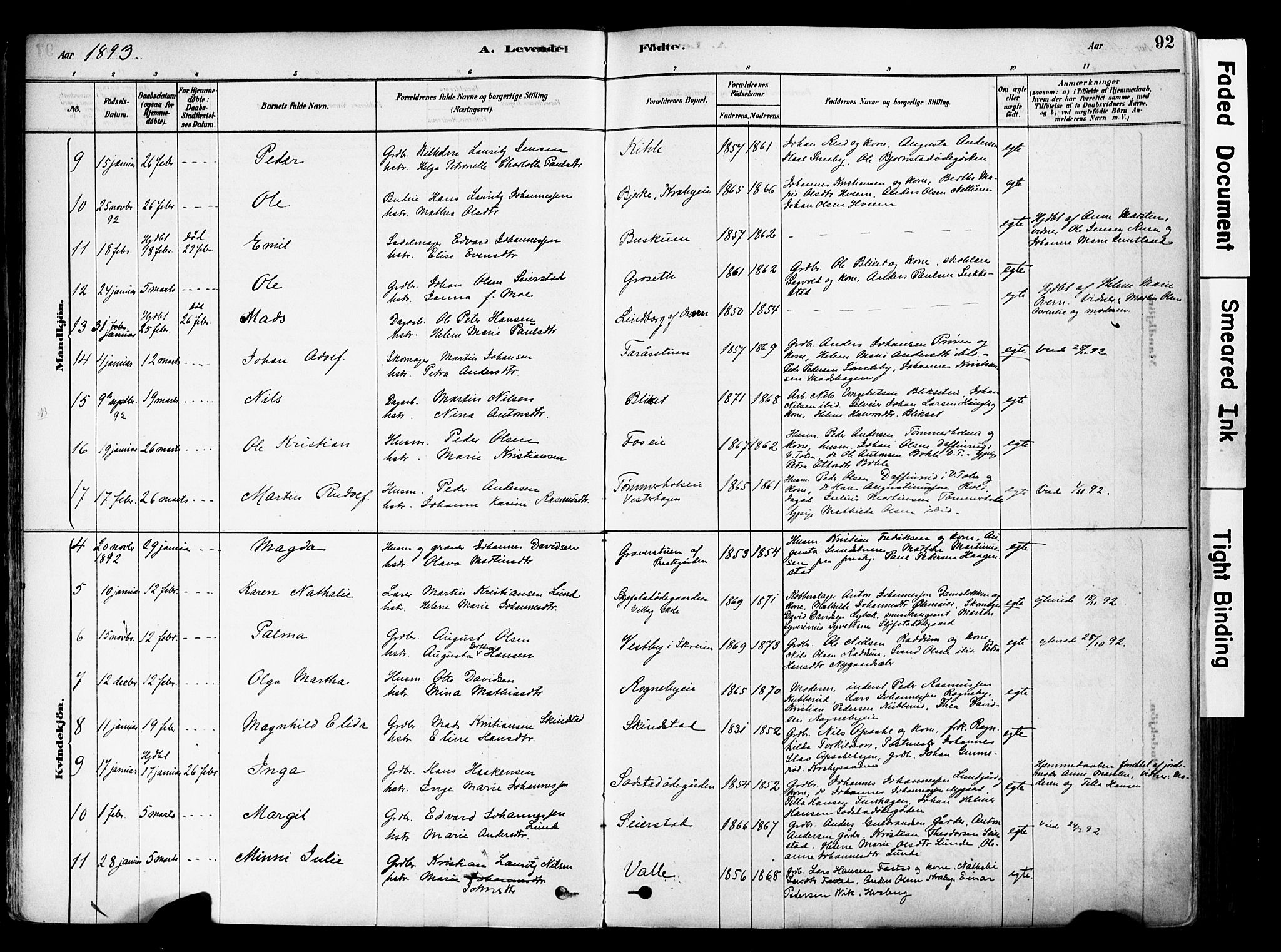 Østre Toten prestekontor, SAH/PREST-104/H/Ha/Haa/L0006: Parish register (official) no. 6 /1, 1878-1896, p. 92