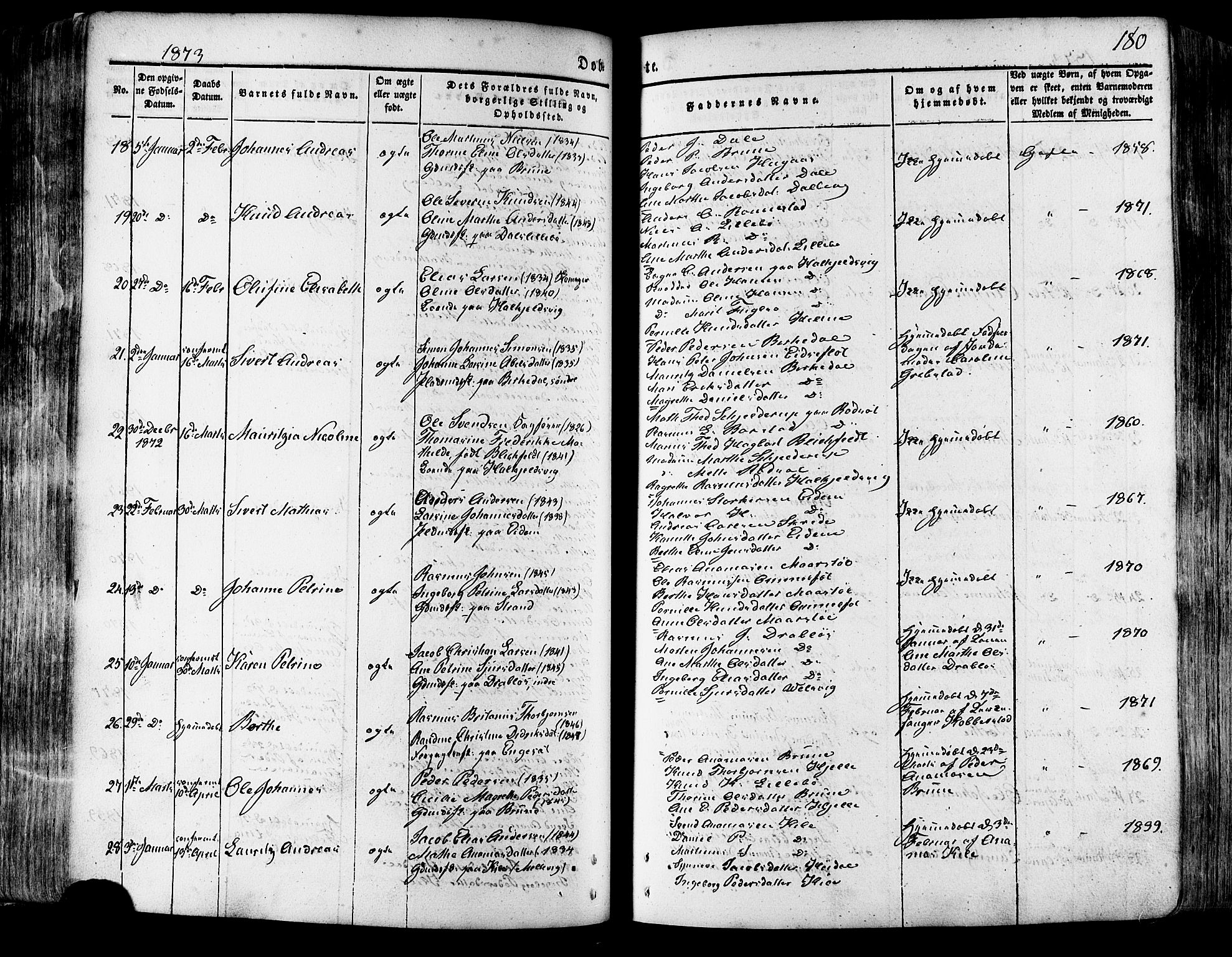 Ministerialprotokoller, klokkerbøker og fødselsregistre - Møre og Romsdal, SAT/A-1454/511/L0140: Parish register (official) no. 511A07, 1851-1878, p. 180