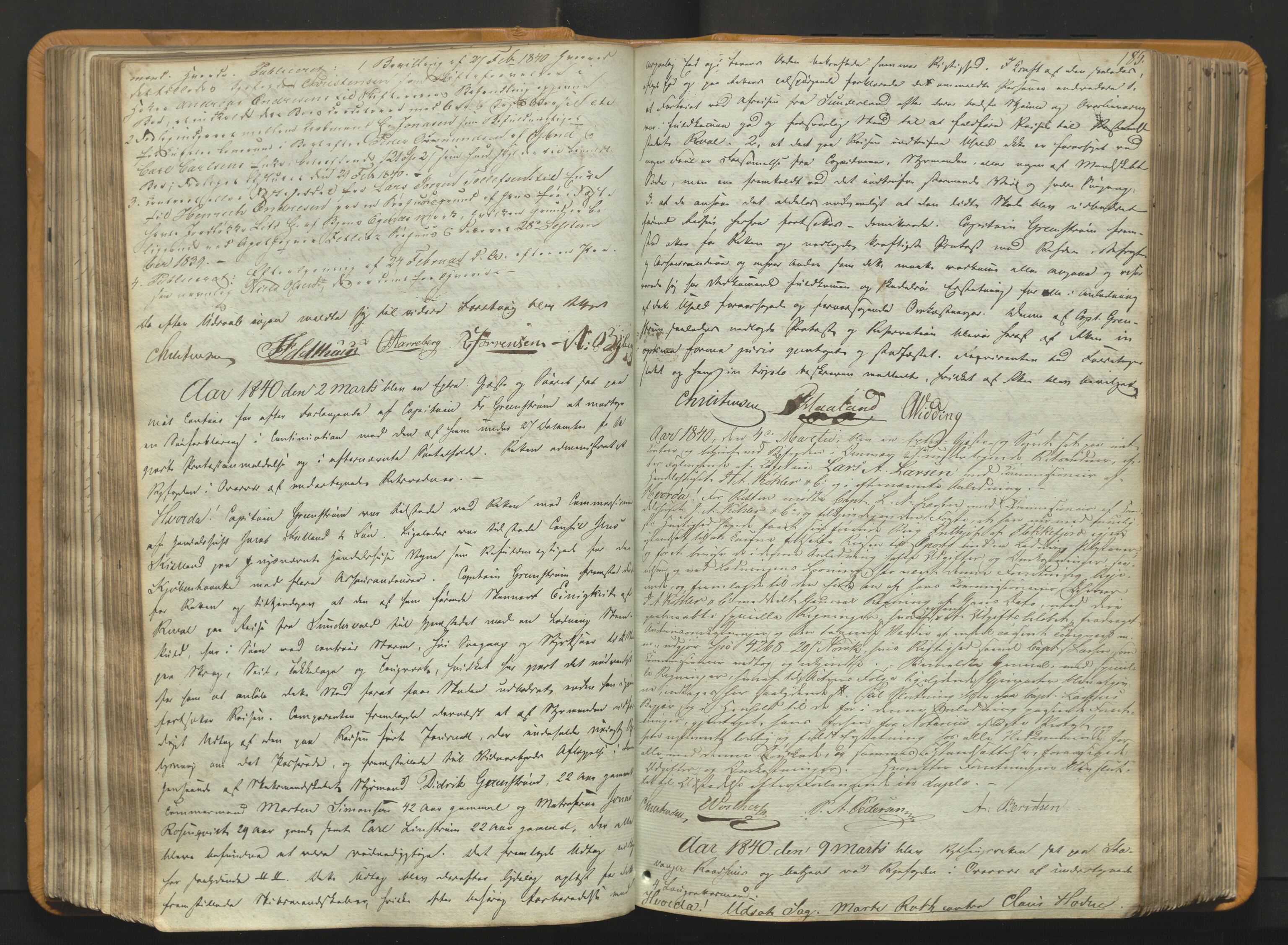 Stavanger byfogd, AV/SAST-A-101408/001/3/30/30BA/L0054: Bytingprotkoll, 1838-1843, p. 184b-185a