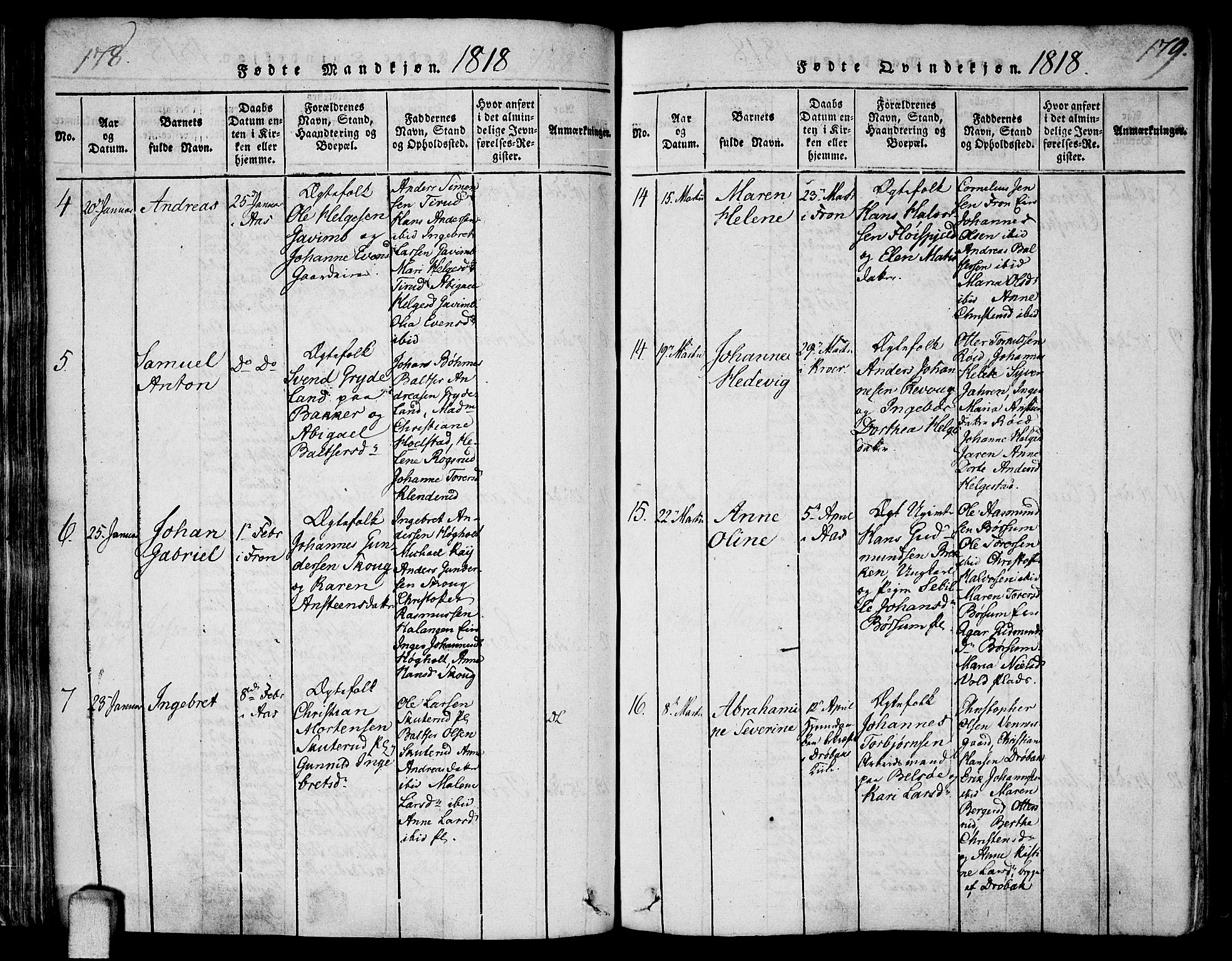 Ås prestekontor Kirkebøker, AV/SAO-A-10894/F/Fa/L0003: Parish register (official) no. I 3, 1814-1818, p. 178-179