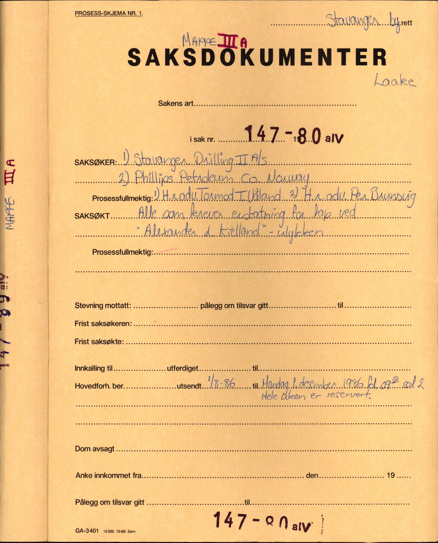 Stavanger byrett, AV/SAST-A-100455/003/F/Fh/Fhb/L0039d: A IV sak nr 147, 1980, p. 1