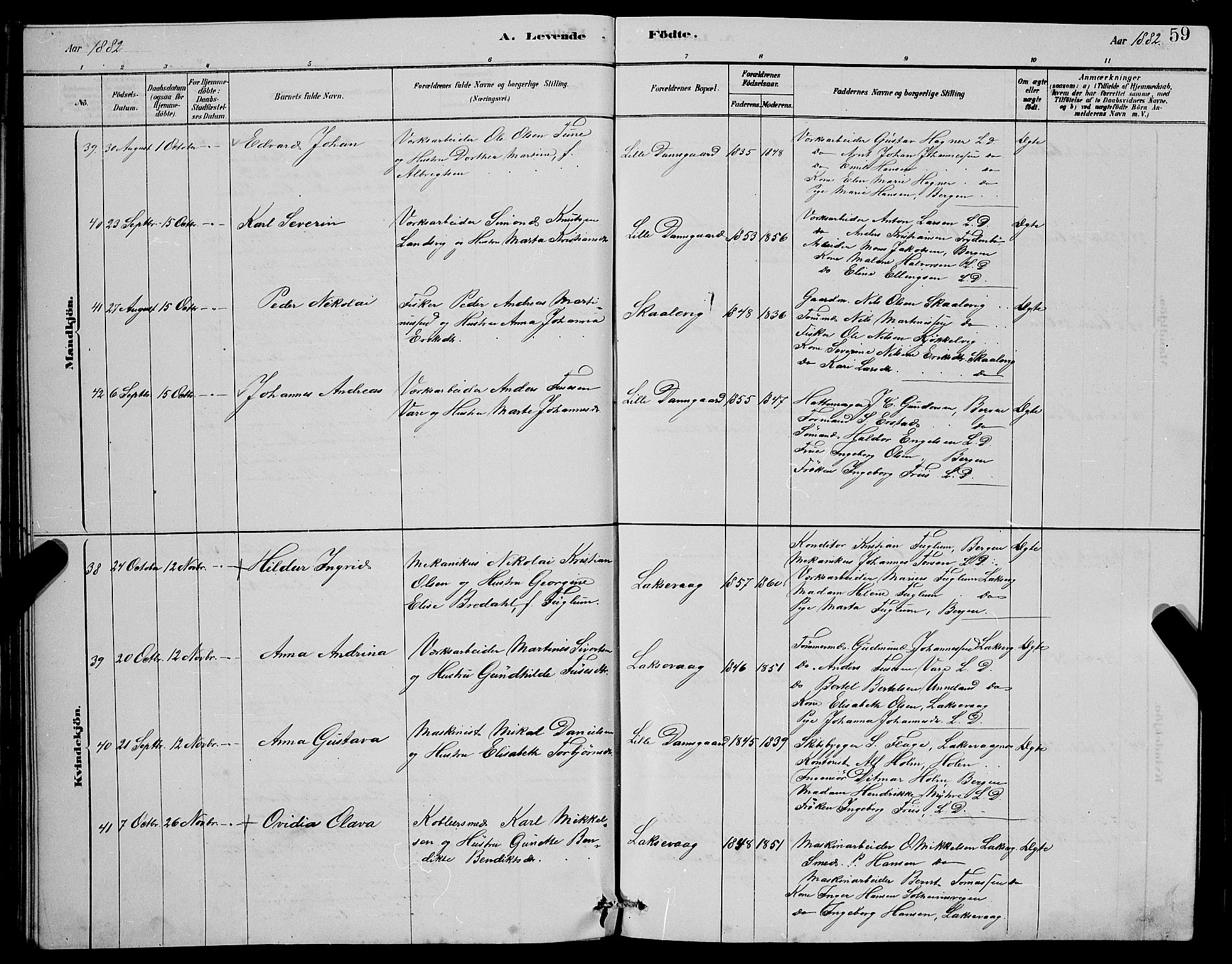 Laksevåg Sokneprestembete, AV/SAB-A-76501/H/Ha/Hab/Haba/L0002: Parish register (copy) no. A 2, 1877-1887, p. 59