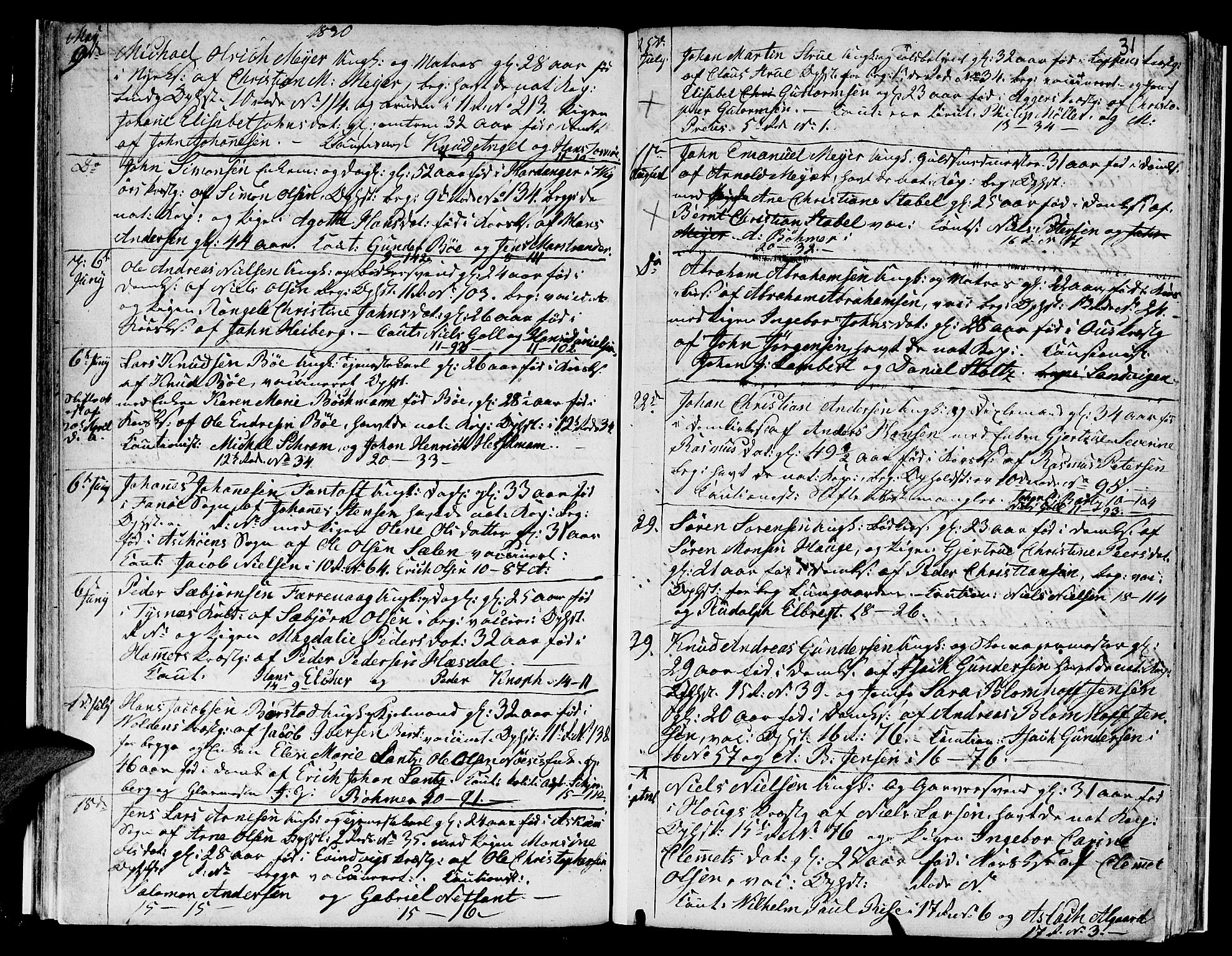 Domkirken sokneprestembete, AV/SAB-A-74801/H/Hab/L0003: Parish register (copy) no. A 3, 1820-1853, p. 31