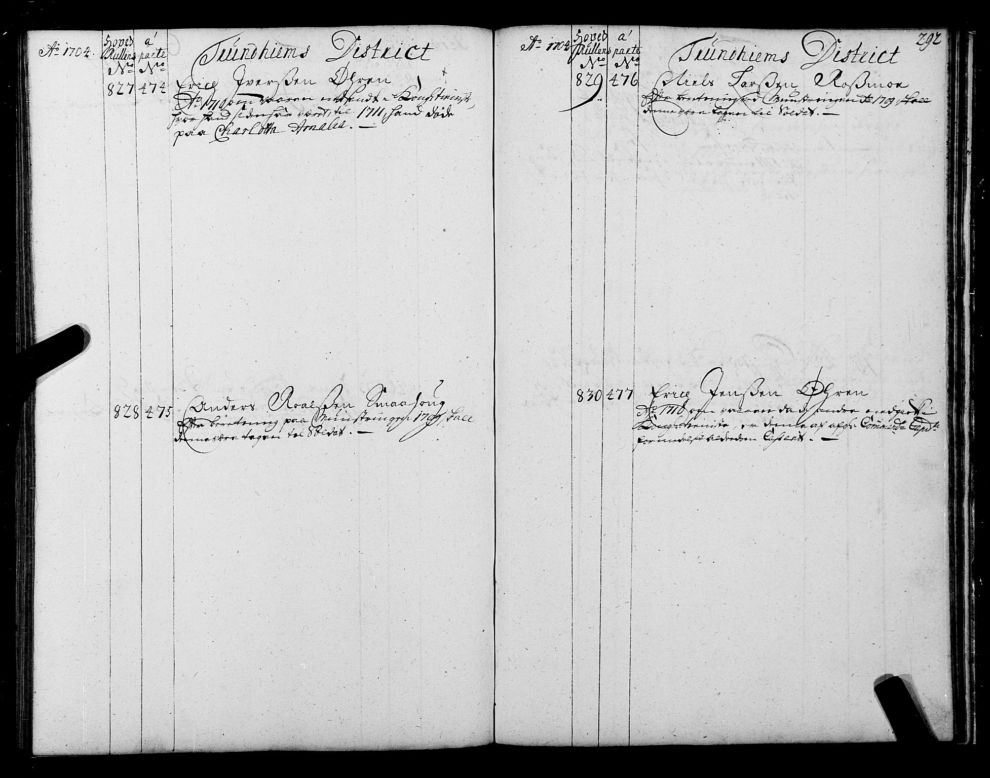 Sjøinnrulleringen - Trondhjemske distrikt, AV/SAT-A-5121/01/L0004: Ruller over sjøfolk i Trondhjem by, 1704-1710, p. 292