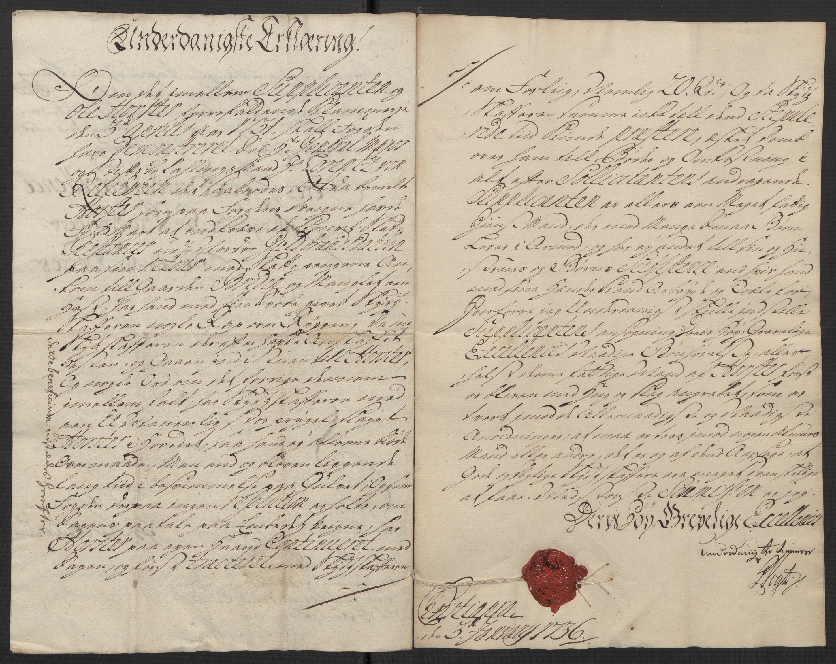 Stattholderembetet 1572-1771, AV/RA-EA-2870/Ef/L0108: Brev fra embetsmenn og andre, 1735-1736, p. 118