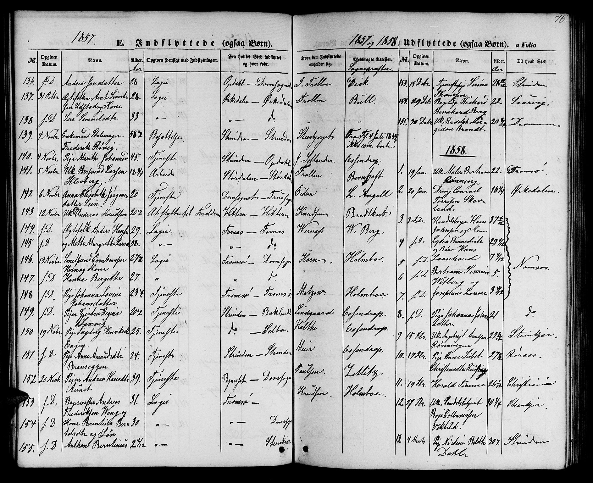 Ministerialprotokoller, klokkerbøker og fødselsregistre - Sør-Trøndelag, SAT/A-1456/602/L0113: Parish register (official) no. 602A11, 1849-1861, p. 76