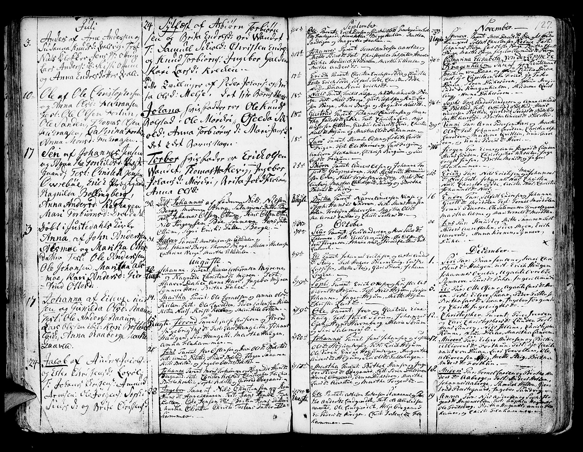 Luster sokneprestembete, AV/SAB-A-81101/H/Haa/Haaa/L0001: Parish register (official) no. A 1, 1731-1803, p. 127