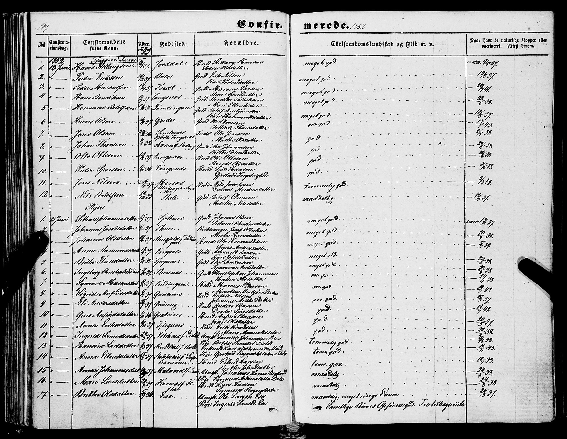 Balestrand sokneprestembete, AV/SAB-A-79601/H/Haa/Haaa/L0002: Parish register (official) no. A 2, 1847-1866, p. 109