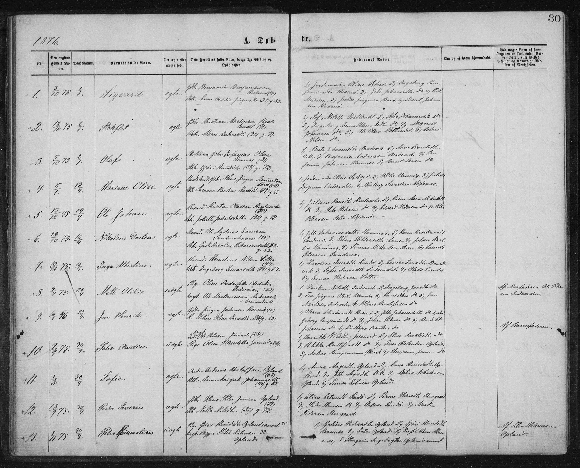 Ministerialprotokoller, klokkerbøker og fødselsregistre - Nord-Trøndelag, SAT/A-1458/771/L0596: Parish register (official) no. 771A03, 1870-1884, p. 30