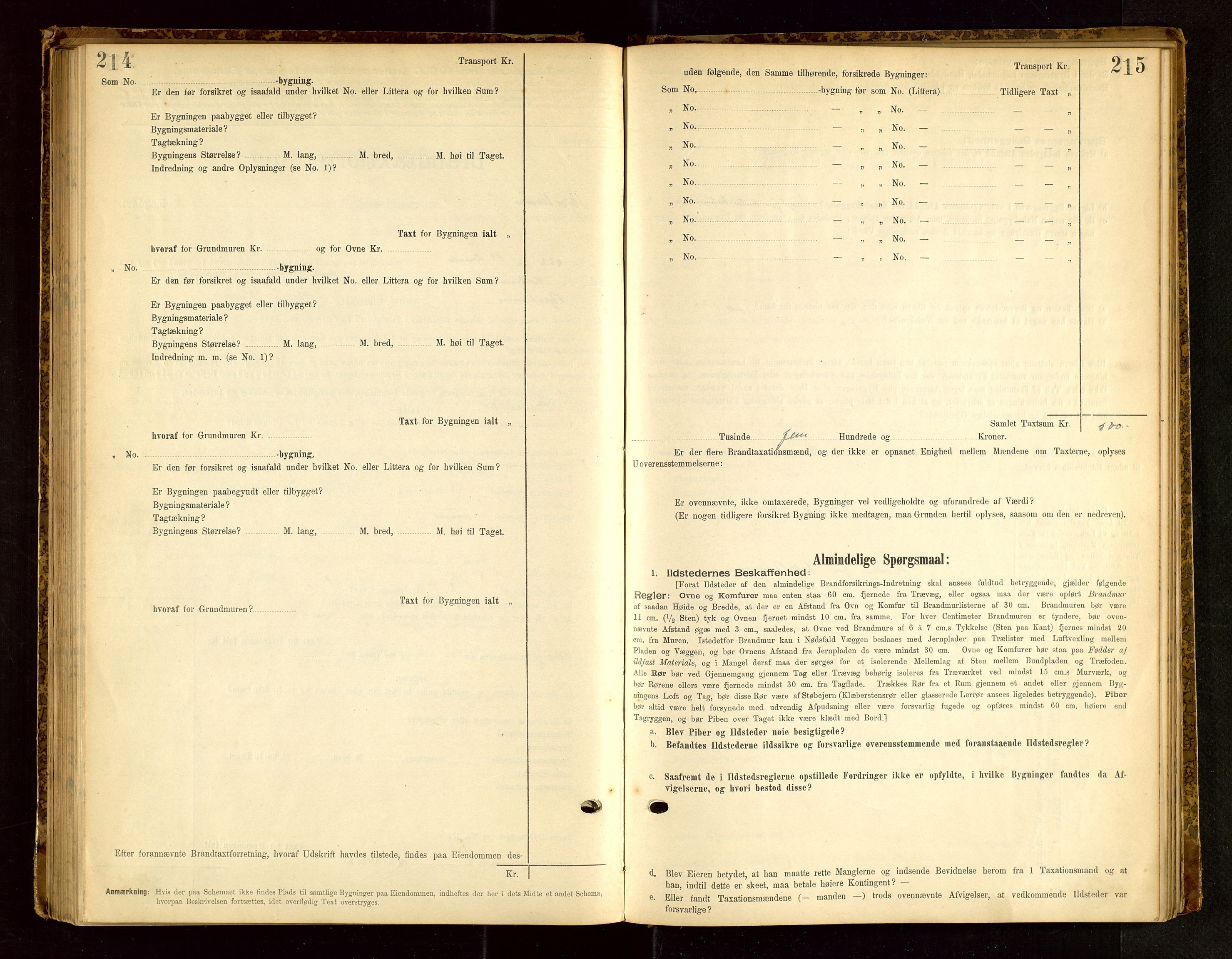 Bjerkreim lensmannskontor, SAST/A-100090/Gob/L0001: "Brandtaxationsprotokol", 1895-1950, p. 214-215