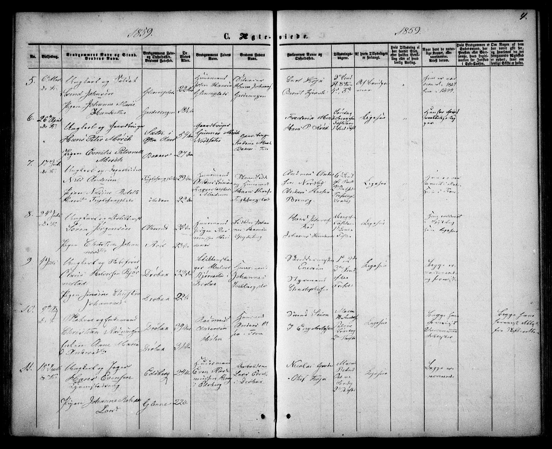 Drøbak prestekontor Kirkebøker, AV/SAO-A-10142a/F/Fa/L0002: Parish register (official) no. I 2, 1858-1870, p. 4